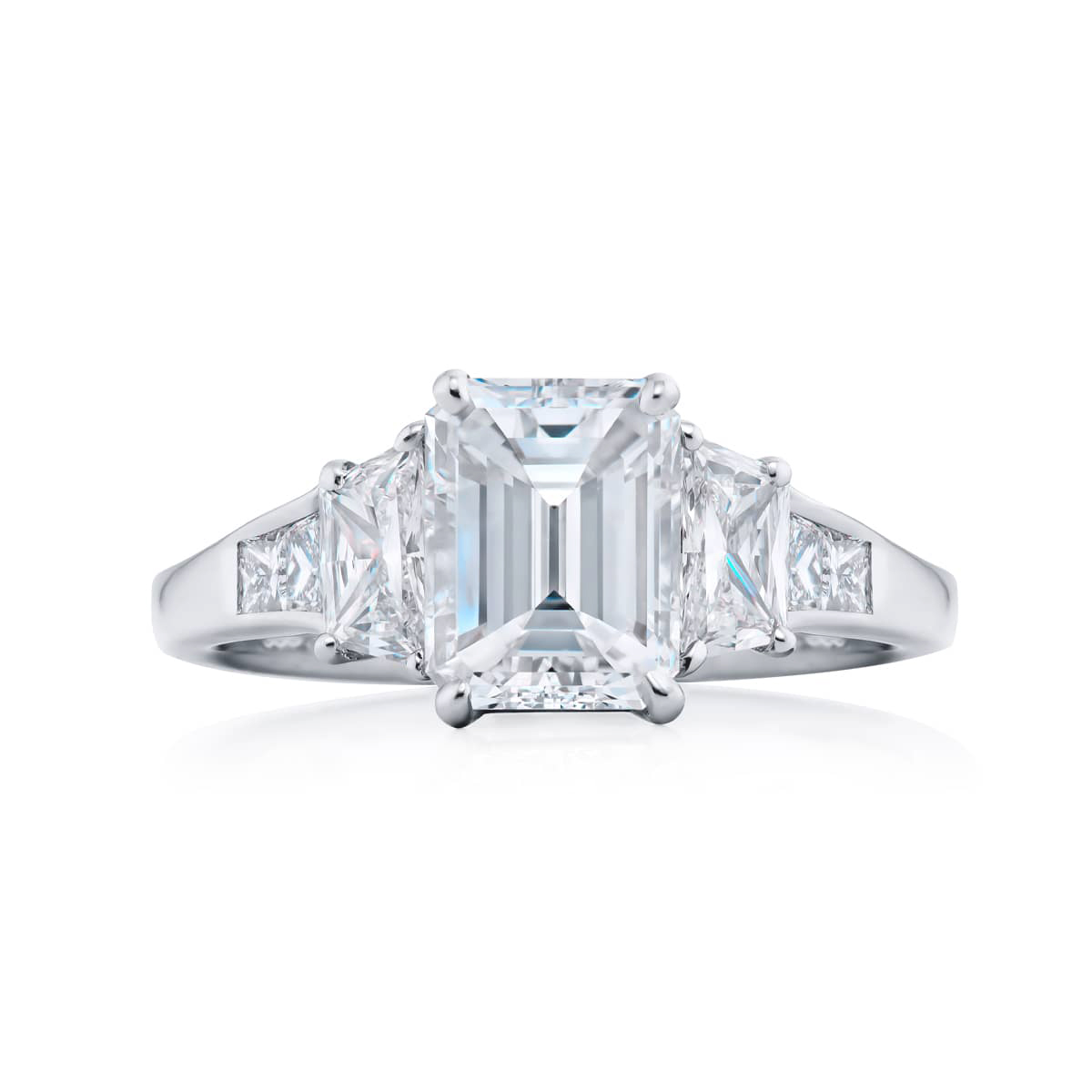 Platinum Emerald-Cut Diamond GIA Certified Engagement Ring