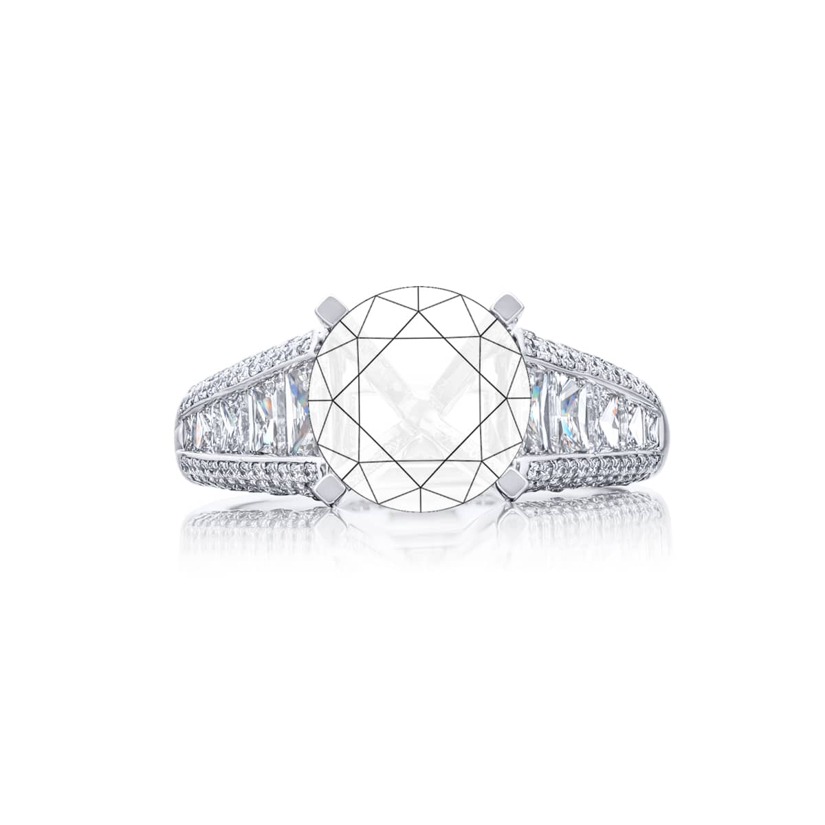 Oval Topaz And Trapezoid Ring In Pave Setting Plat 18KY Gold