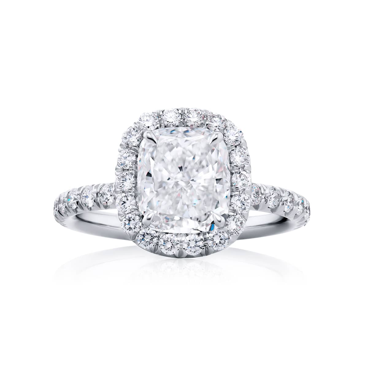 Platinum Cushion-Cut Diamond GIA Certified Micro Pav? Engagement Ring