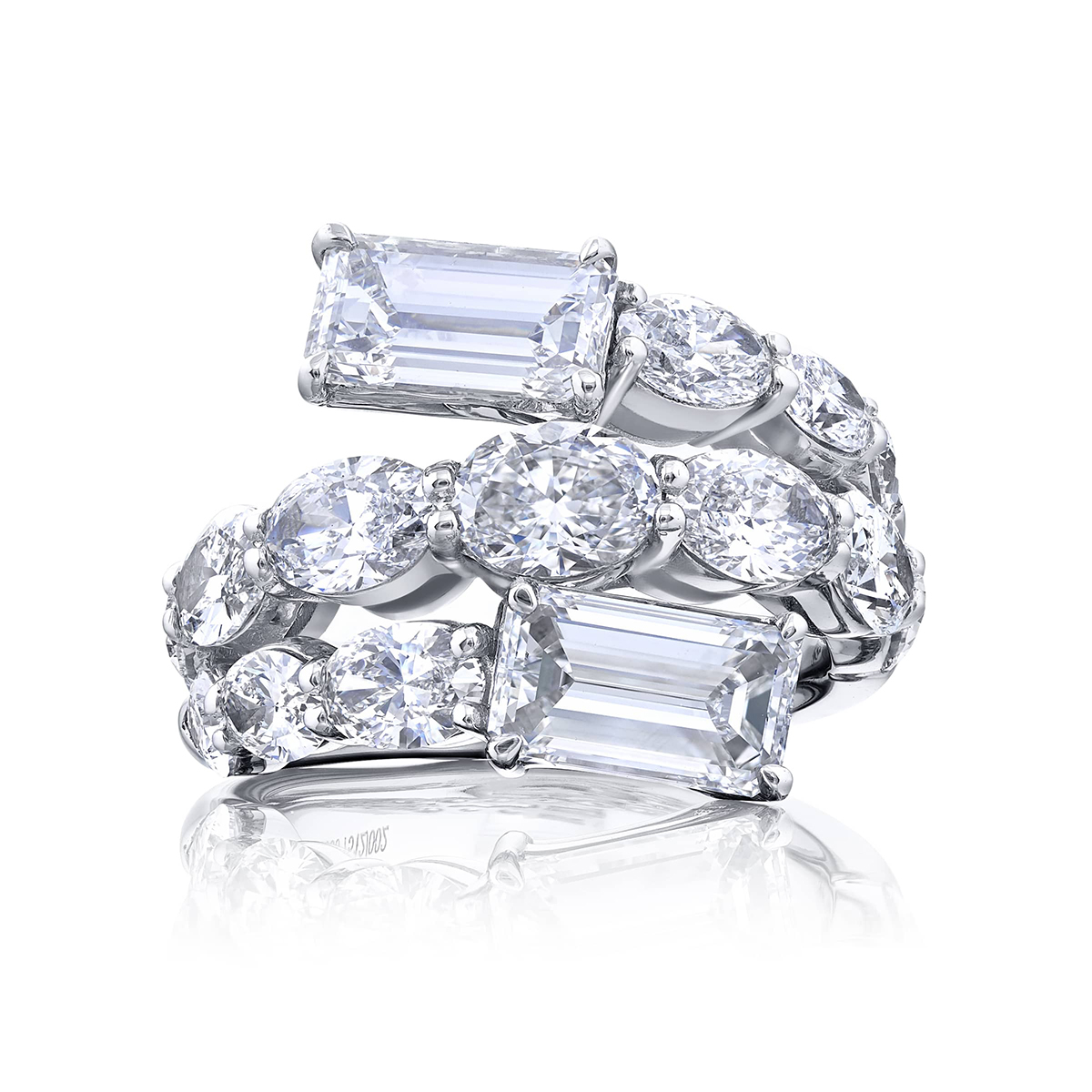 Platinum Emerald-Cut Diamond Certified Twogether Ring