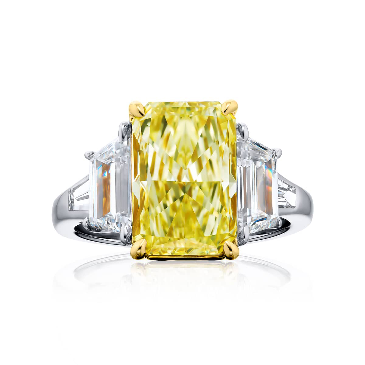 Platinum Radiant-Cut Fancy Yellow Diamond GIA Certified Engagement Ring