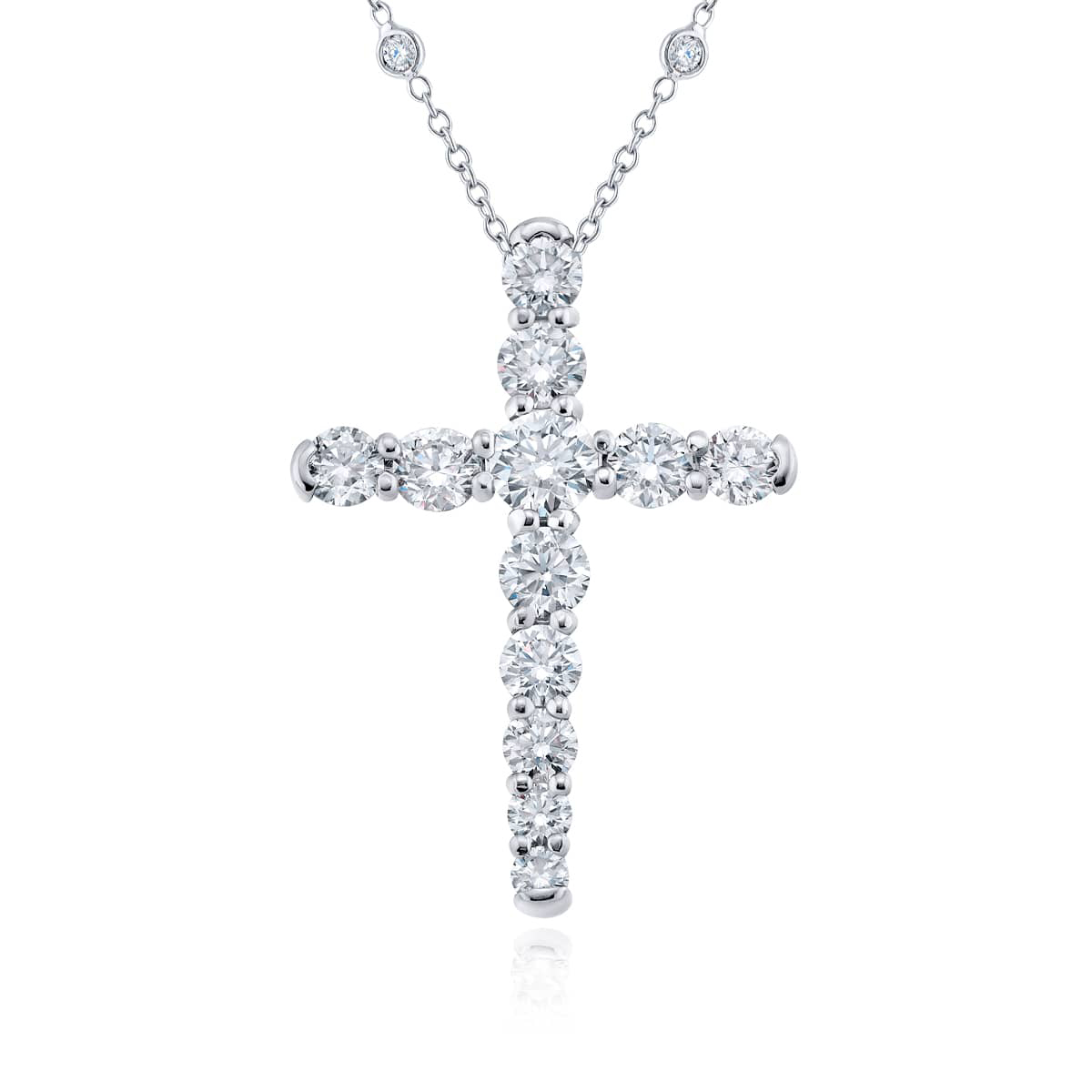 Platinum Round Diamond Cross Pendant