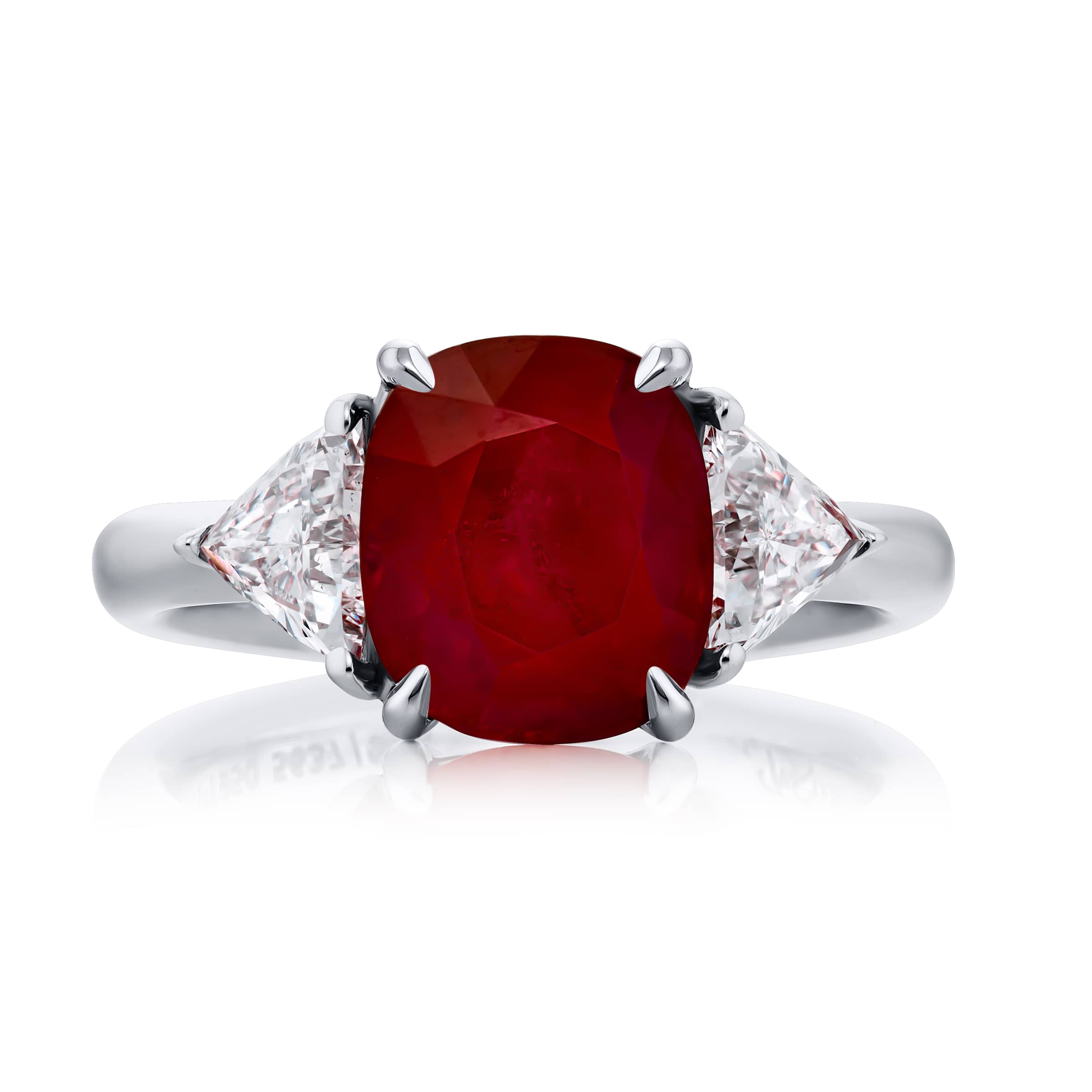 Platinum Cushion-Cut Burmese Ruby Certified Ring