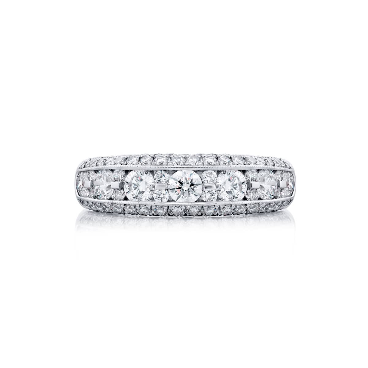 Platinum Round Diamond Single-Row Channel Set Micro Pav? Band