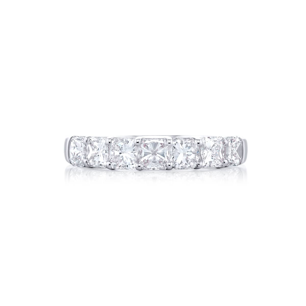 Platinum Radiant-Cut Diamond Single-Row Band