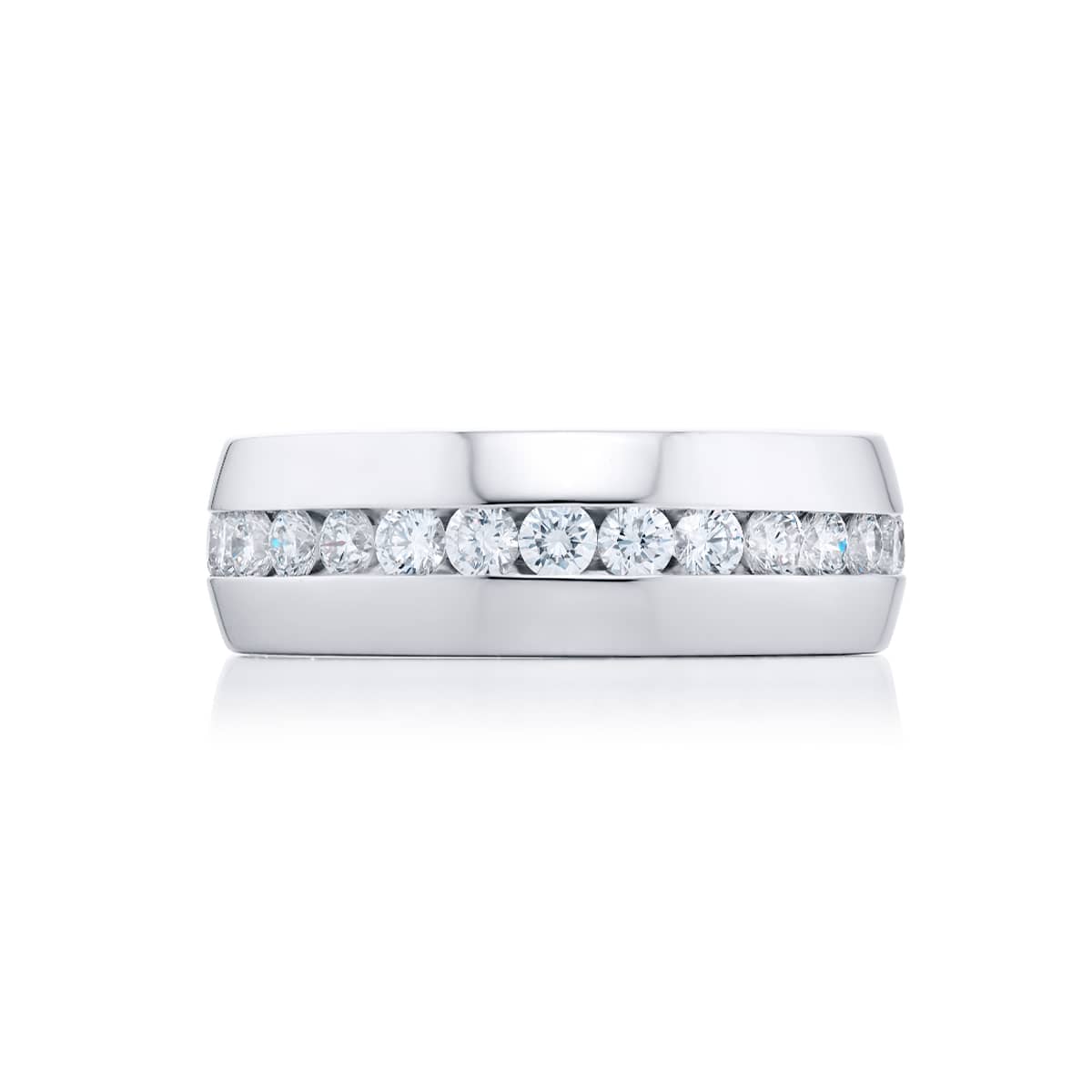 Platinum Round Diamond Channel Set Men's Band