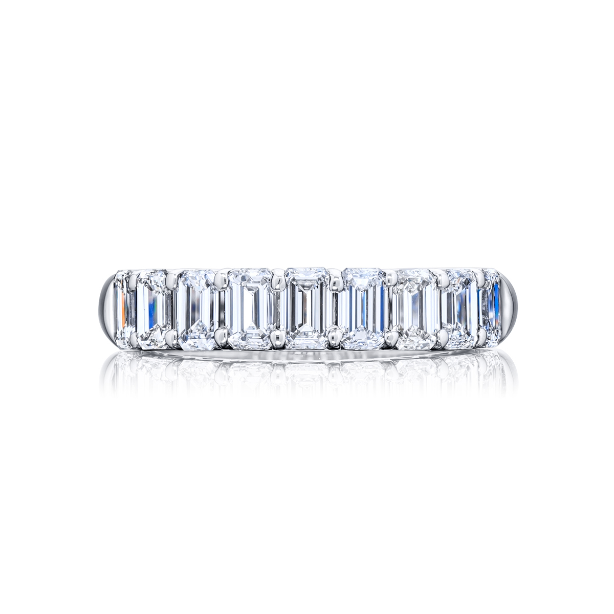 Platinum Emerald-Cut Diamond Single-Row Band