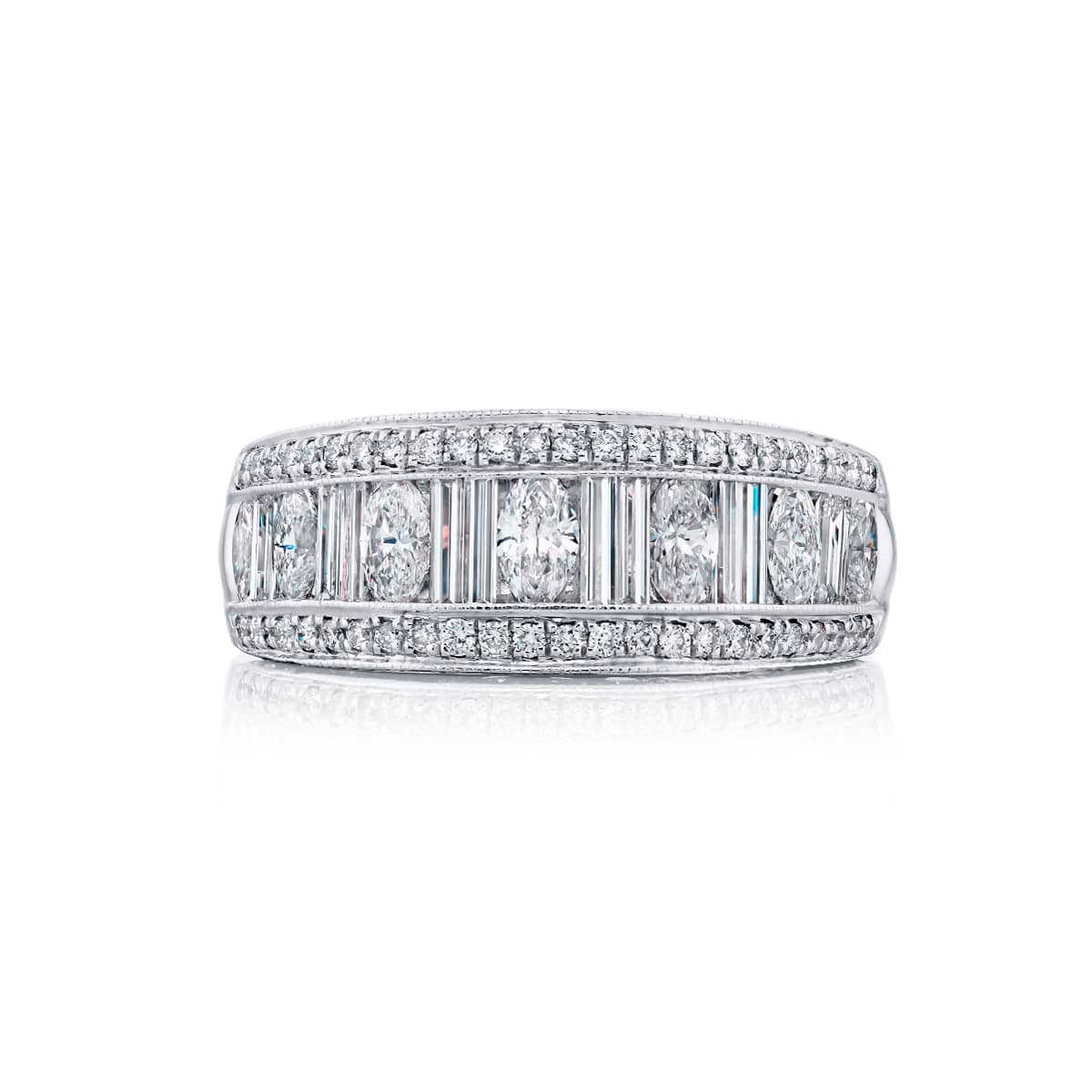 Platinum Marquise Diamond Single-Row Channel Set Micro Pav? Band