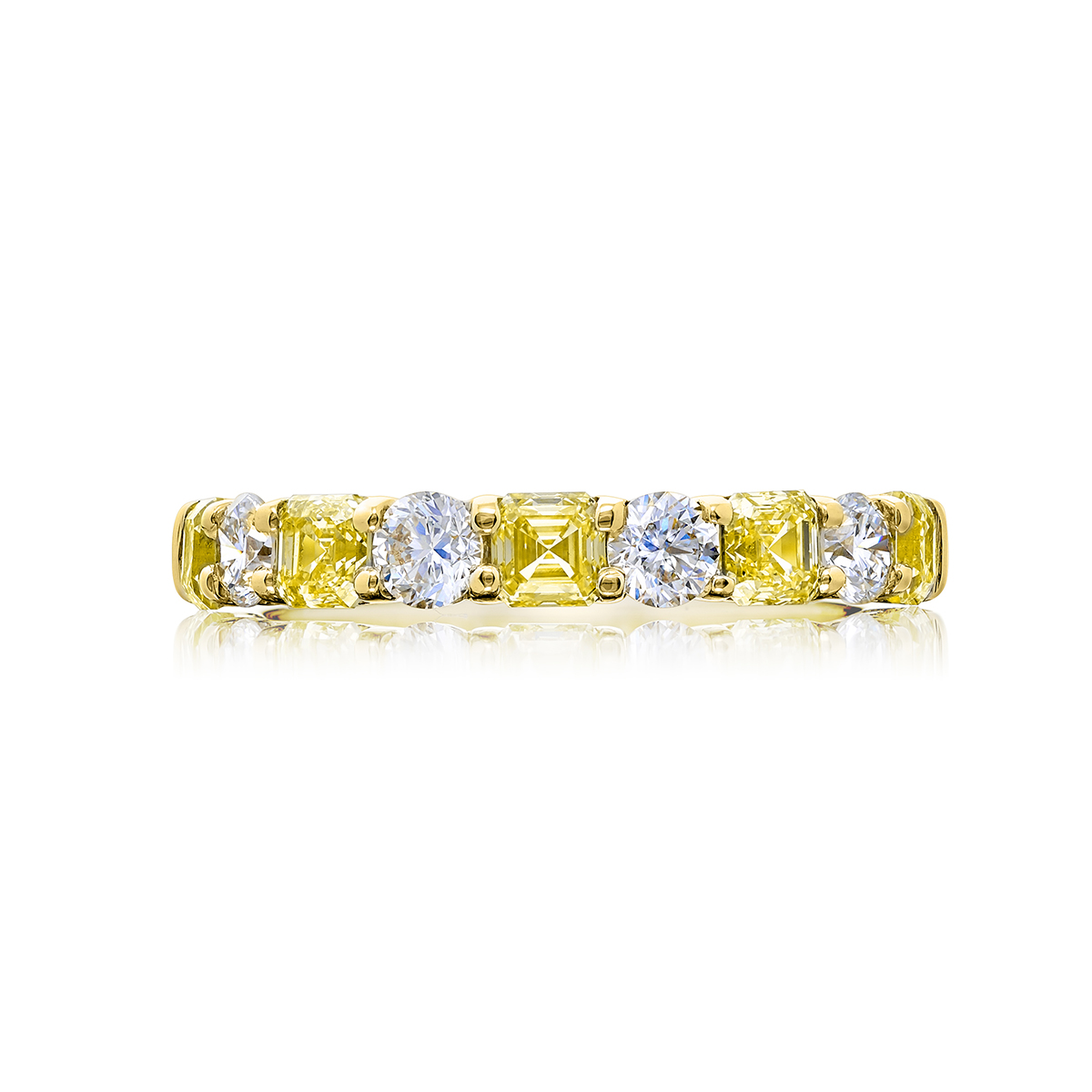 18K Yellow Gold Round Fancy Yellow Diamond Single-Row Band