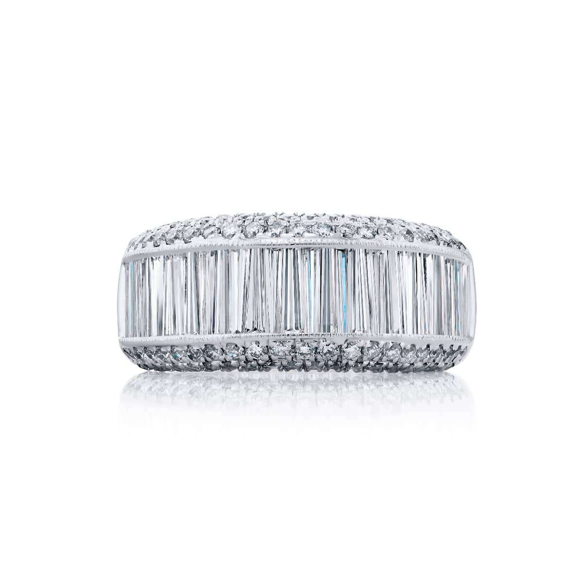Platinum Tapered Baguette Diamond Single-Row Channel Set Micro Pav? Band