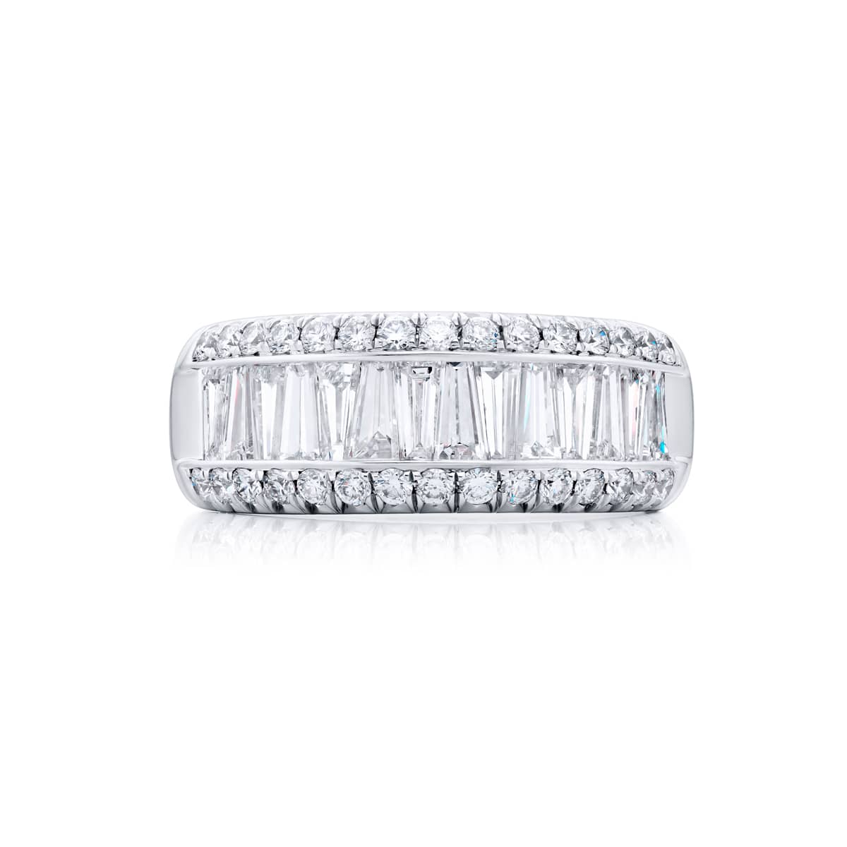 Platinum Tapered Baguette Diamond Single-Row Channel Set Micro Pav? Band