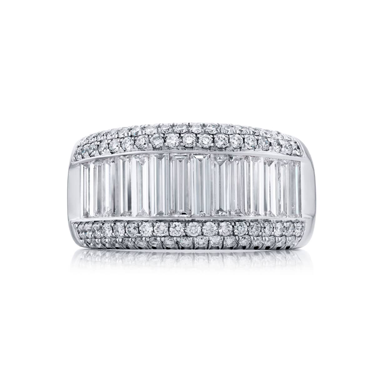 Platinum Straight Baguette Diamond Single-Row Channel Set Micro Pav? Band