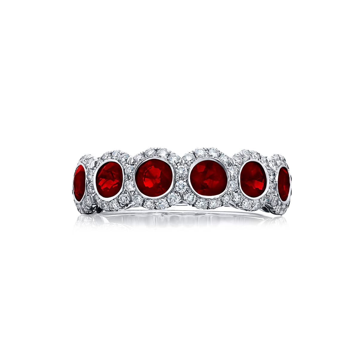 Platinum Round Ruby Single-Row Micro Pav? Band