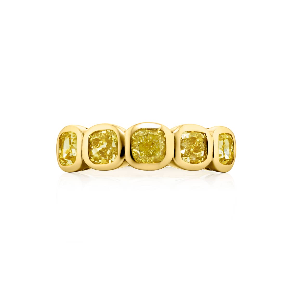 18K Yellow Gold Cushion-Cut Fancy Yellow Diamond Single-Row Bezel Set Band