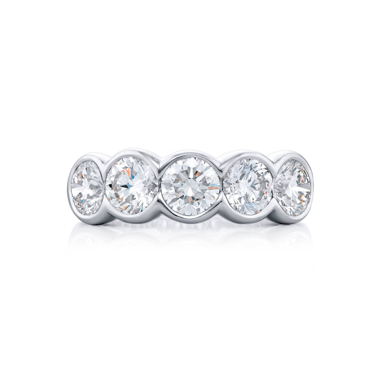 Platinum Round Diamond Single-Row Bezel Set Band