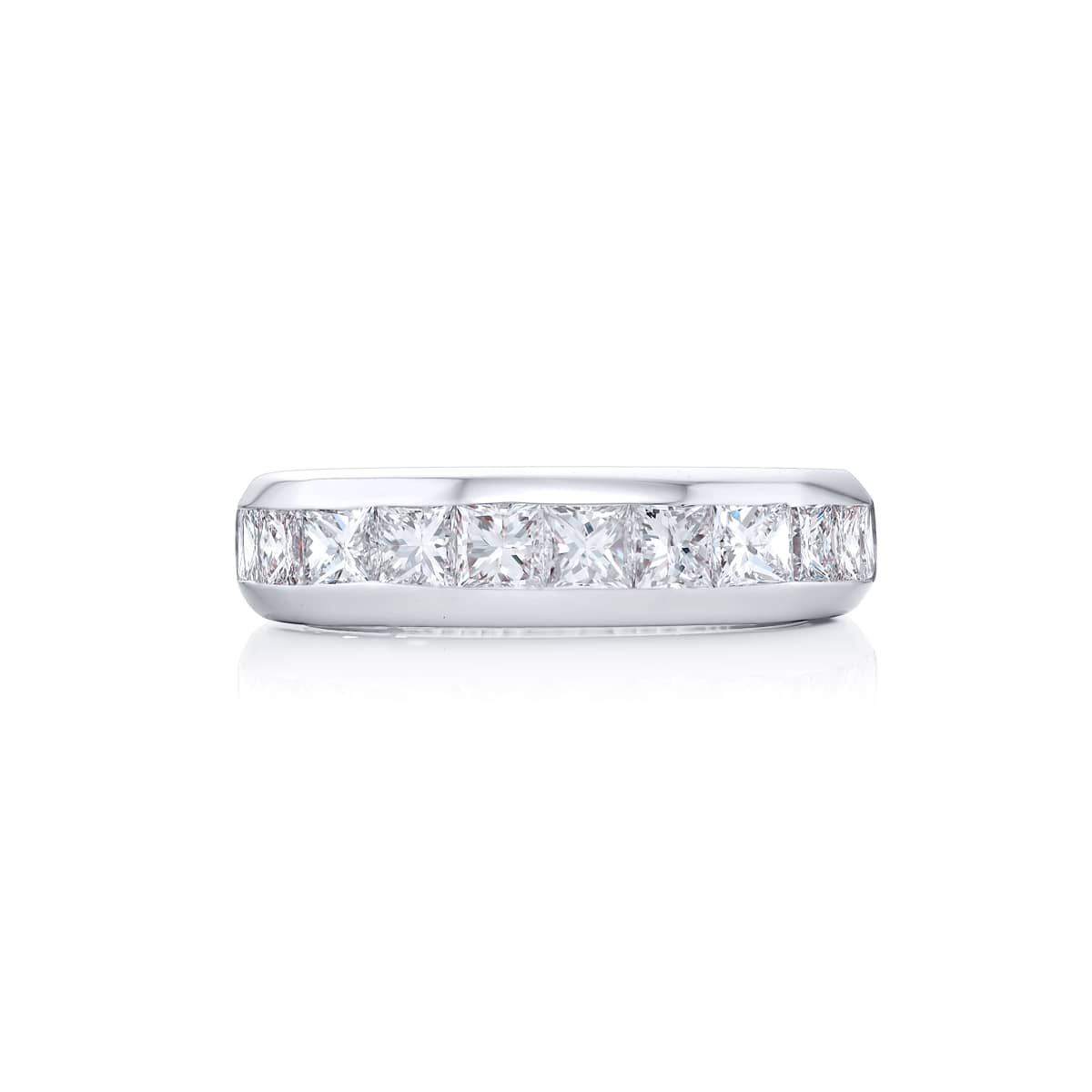 Platinum Princess-Cut Diamond Single-Row Channel Set Men's Wedding Band