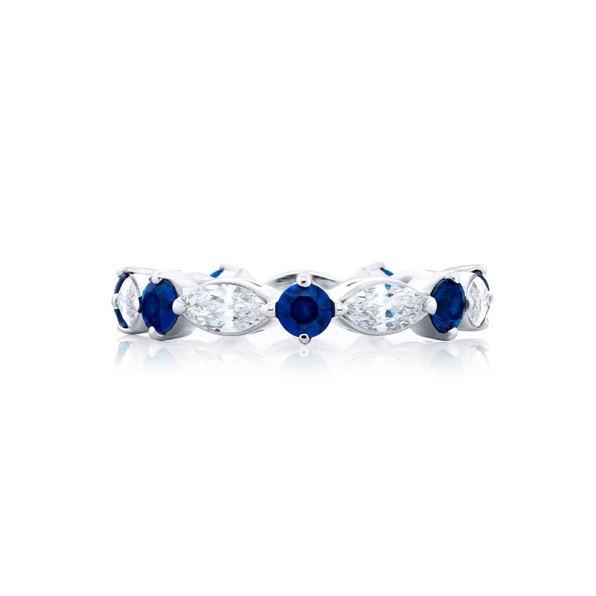 Platinum Marquise Diamond and Sapphire Eternity Band