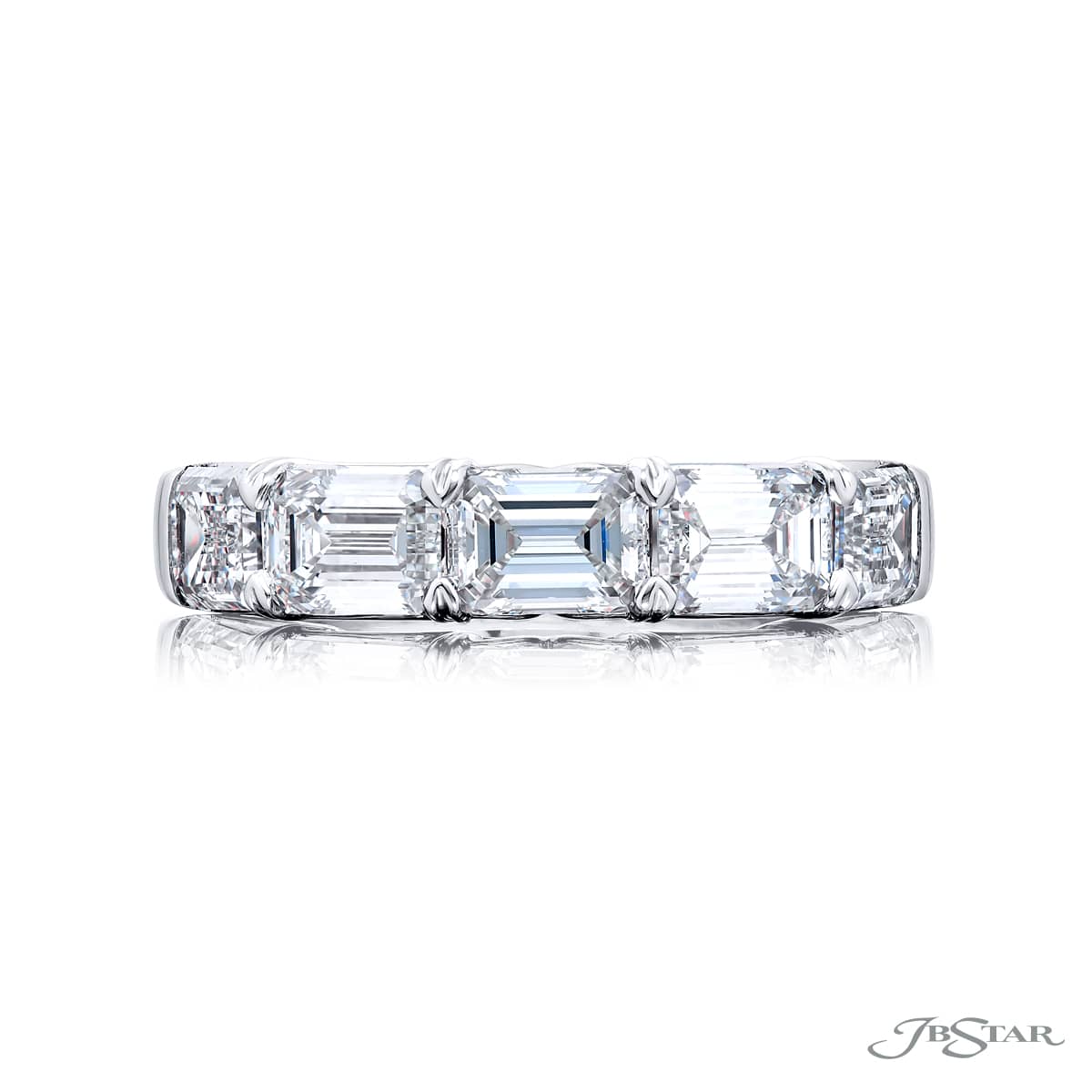Platinum Emerald-Cut Diamond Single-Row East-West GIA Certified Band