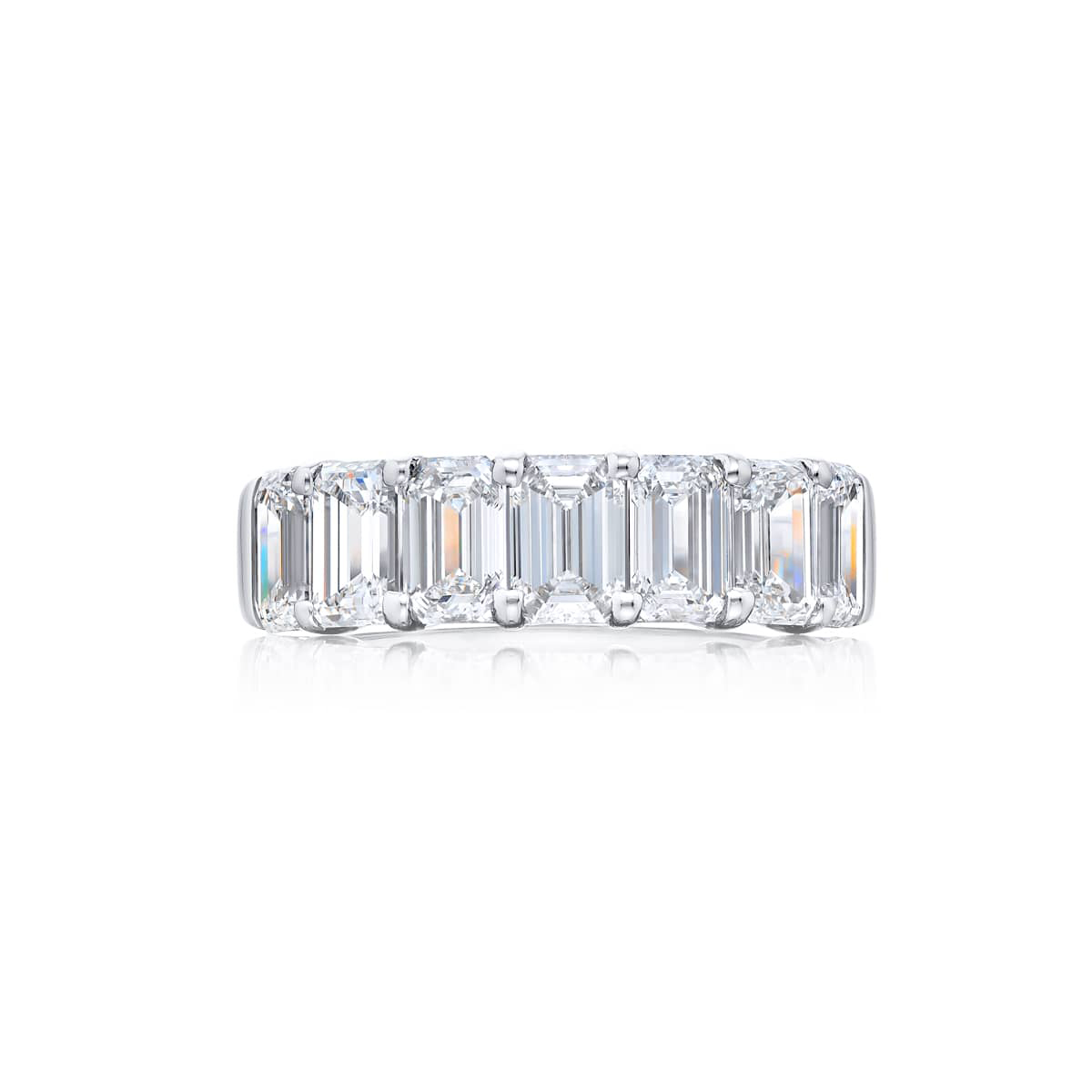 Platinum Emerald-Cut Diamond Single-Row GIA Certified Band