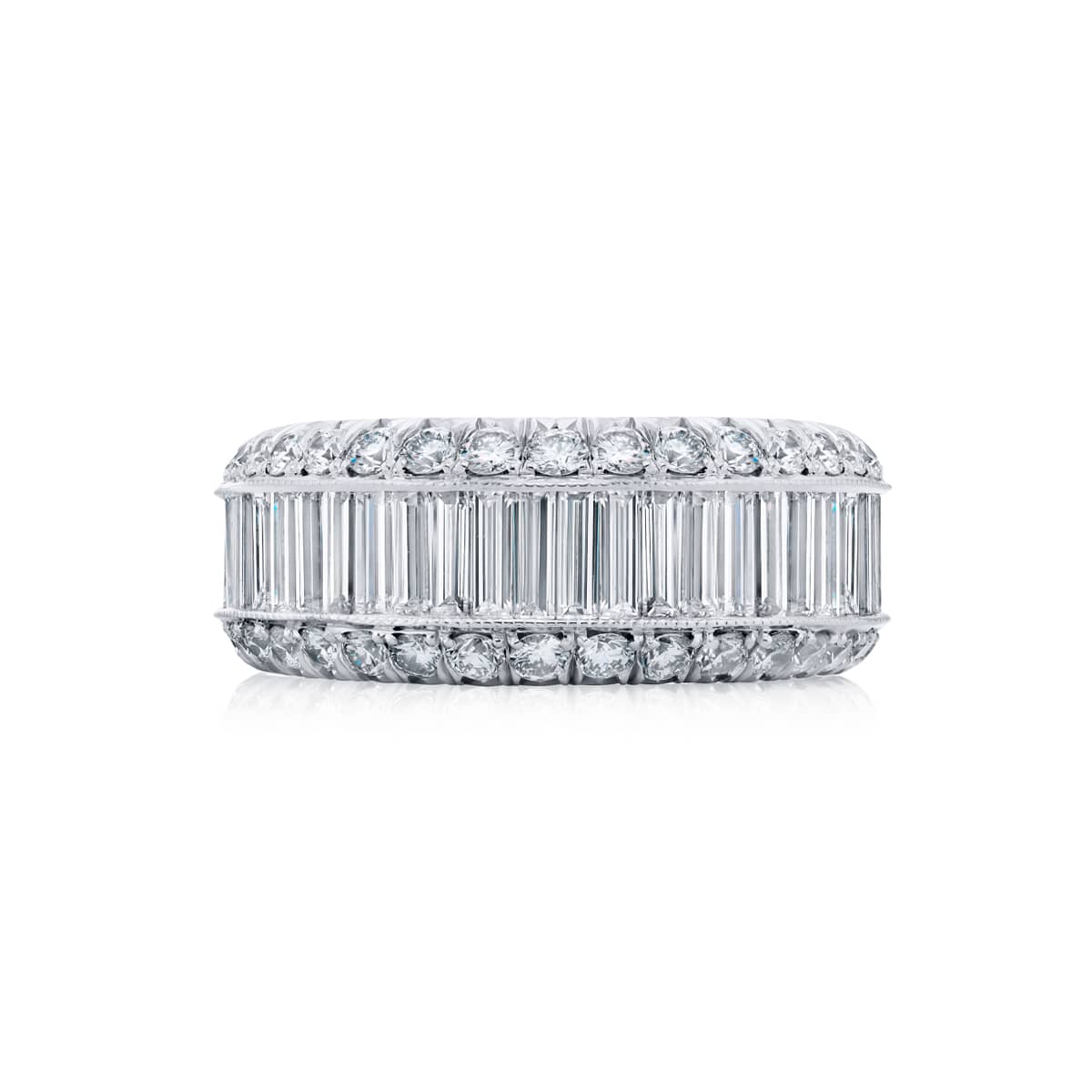 Platinum Straight Baguette Diamond Single-Row Channel Set Micro Pav? Band