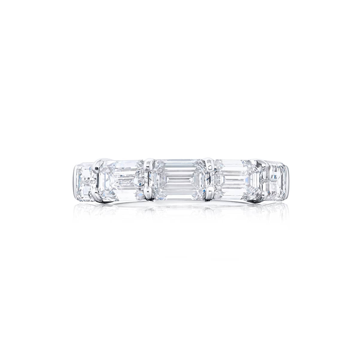 Platinum Emerald-Cut Diamond Single-Row East-West GIA Certified Band