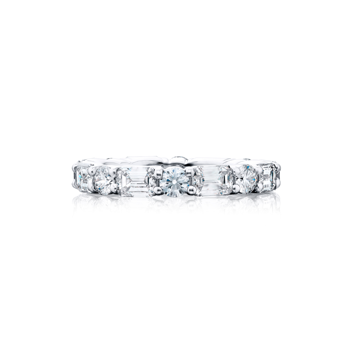 Platinum Emerald-Cut and Round Diamond Eternity Band