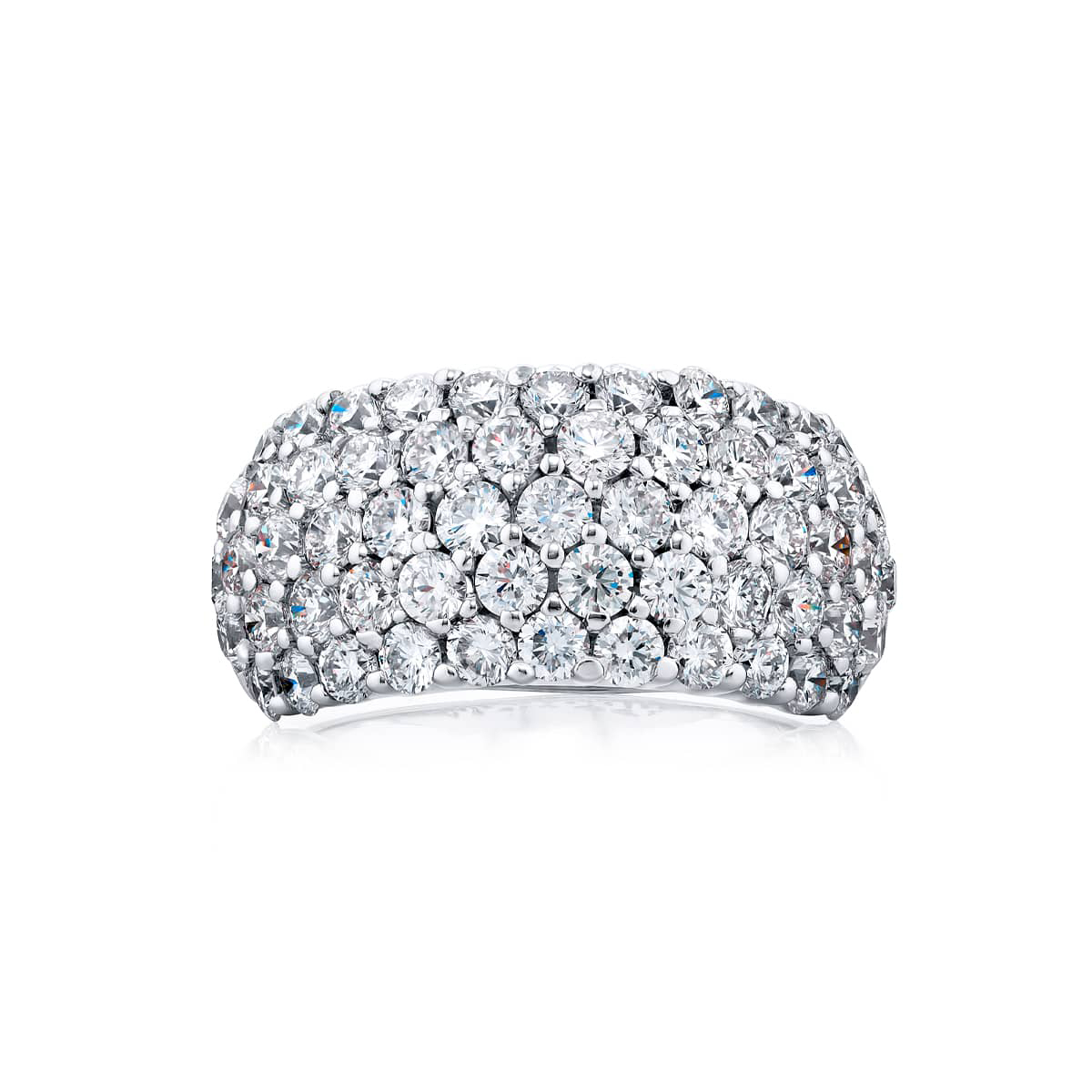 Platinum Round Diamond Five-Row Band