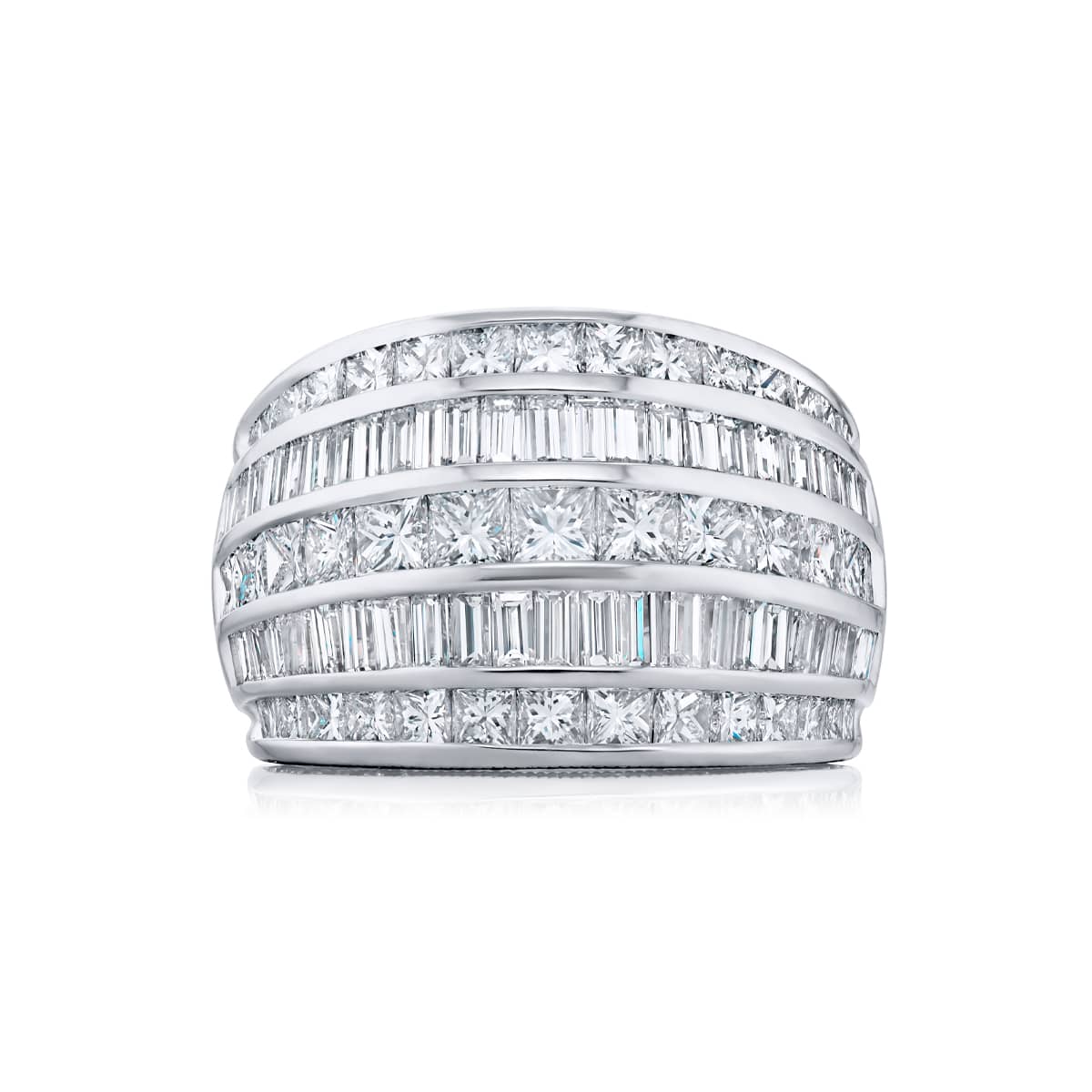 Platinum Princess-Cut Diamond Five-Row Channel Set Band