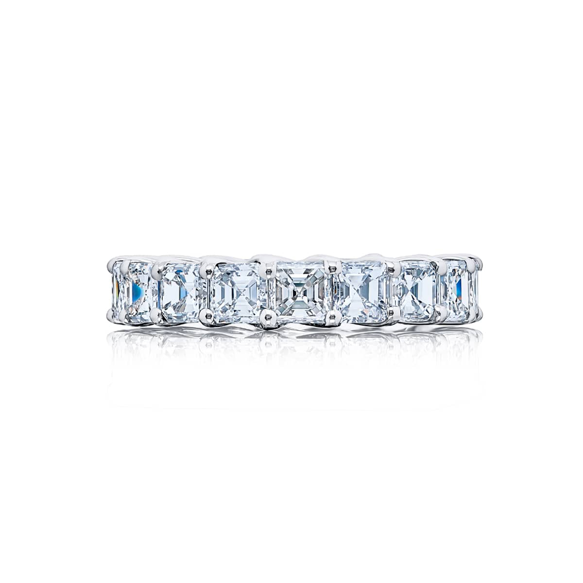Platinum Square Emerald-Cut Diamond Eternity Band