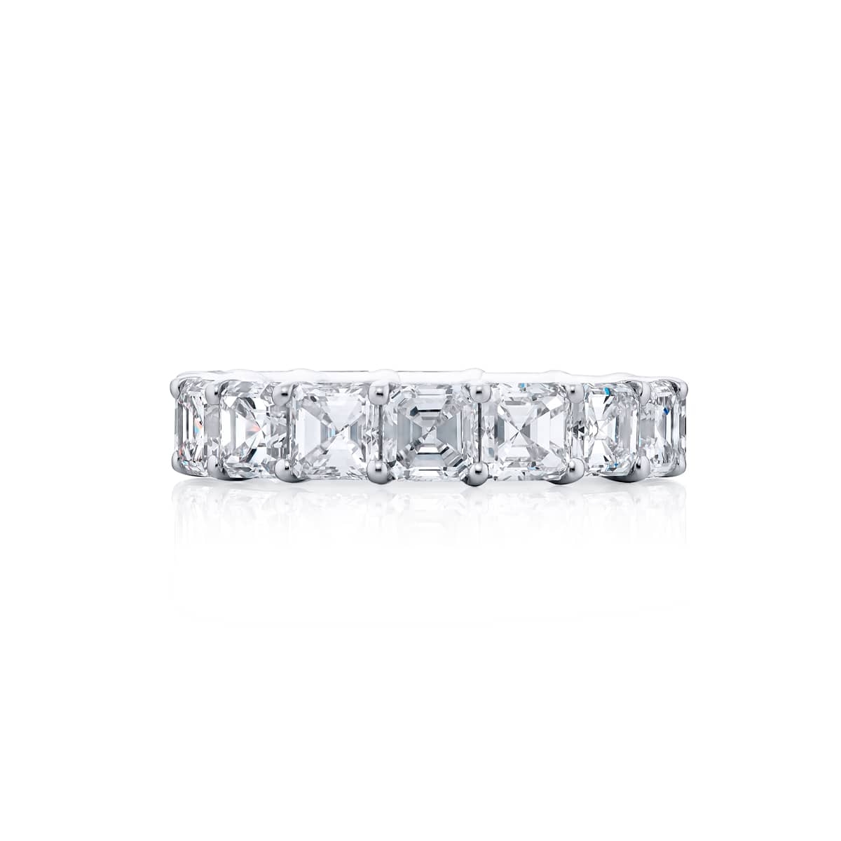 Platinum Square Emerald-Cut Diamond Eternity Band