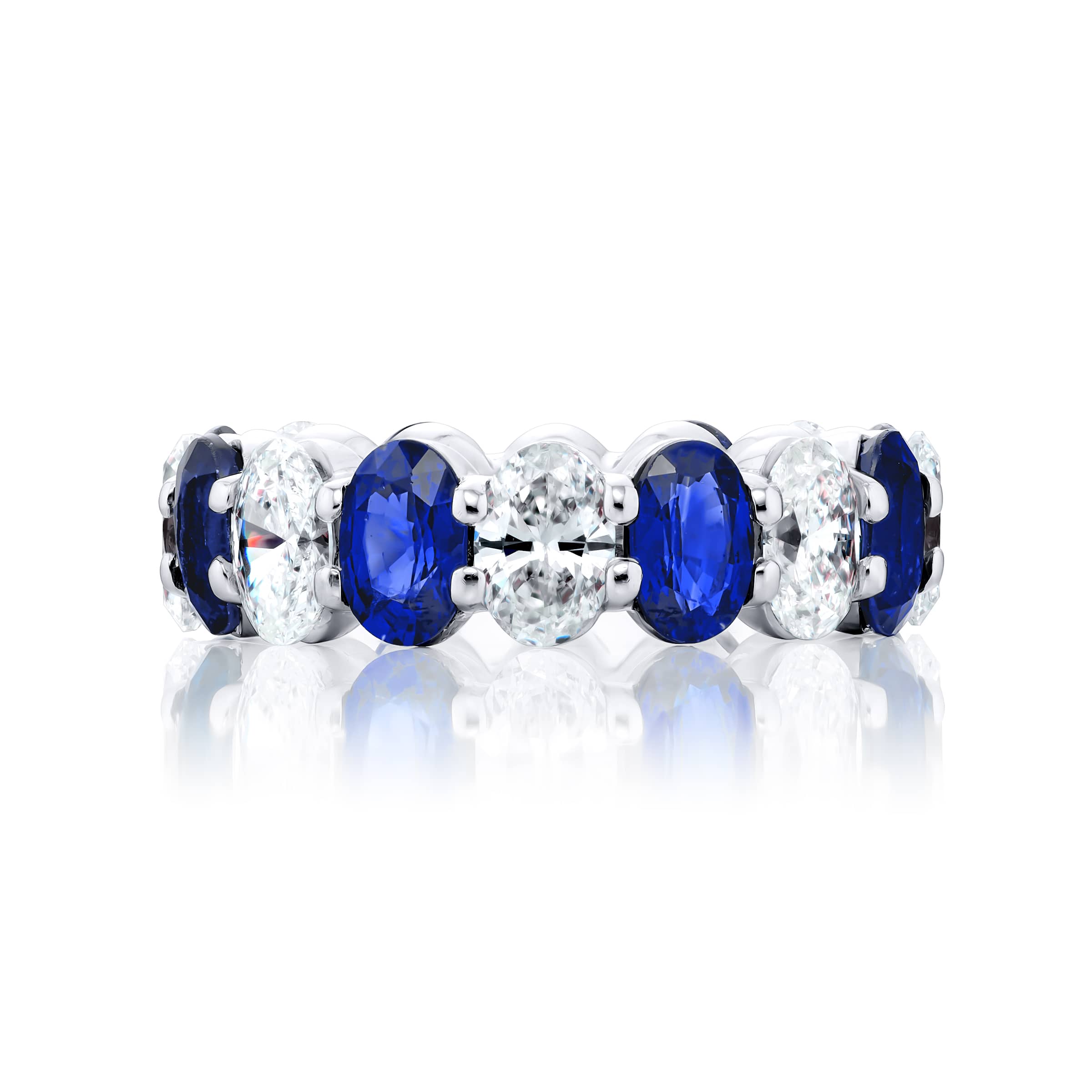 Platinum Oval Sapphire Eternity Band