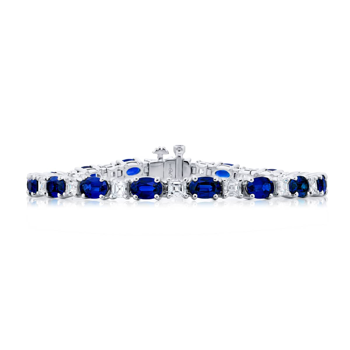 Platinum Oval Sapphire and Diamond Bracelet