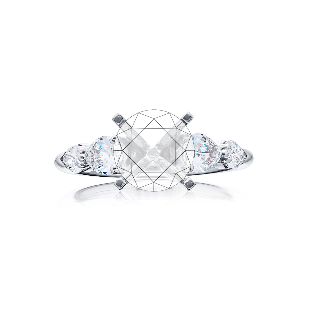 Platinum Pear-Cut Diamond Semi Mount Setting