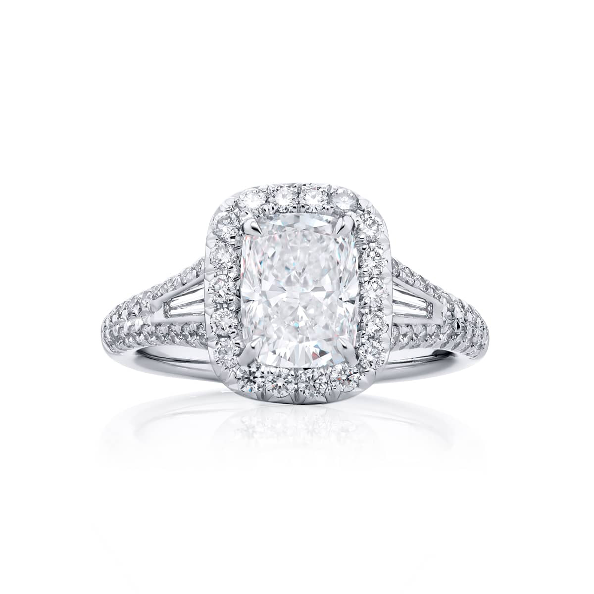 Platinum Cushion-Cut Diamond GIA Certified Micro Pav? Engagement Ring
