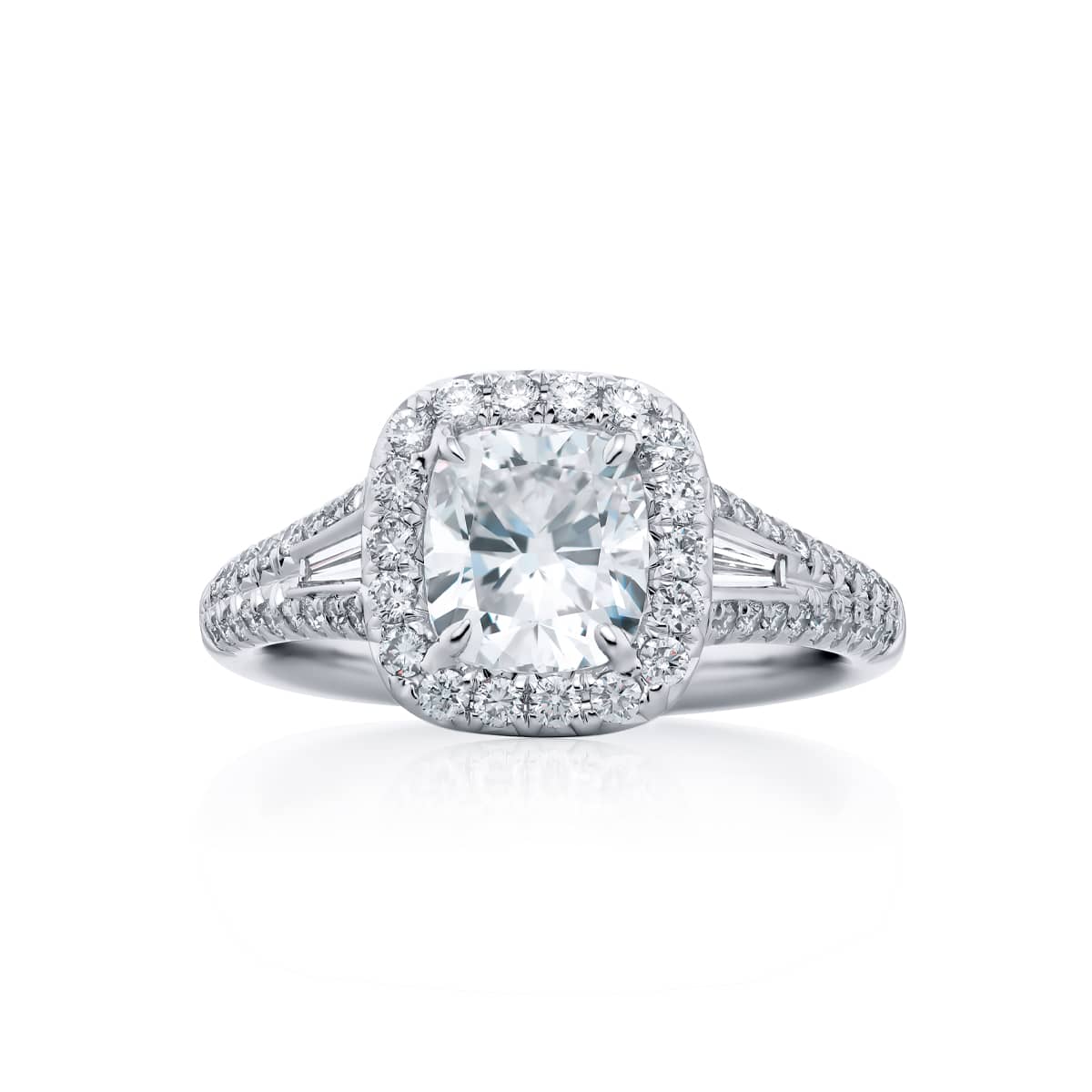 Platinum Cushion-Cut Diamond GIA Certified Micro Pav? Engagement Ring