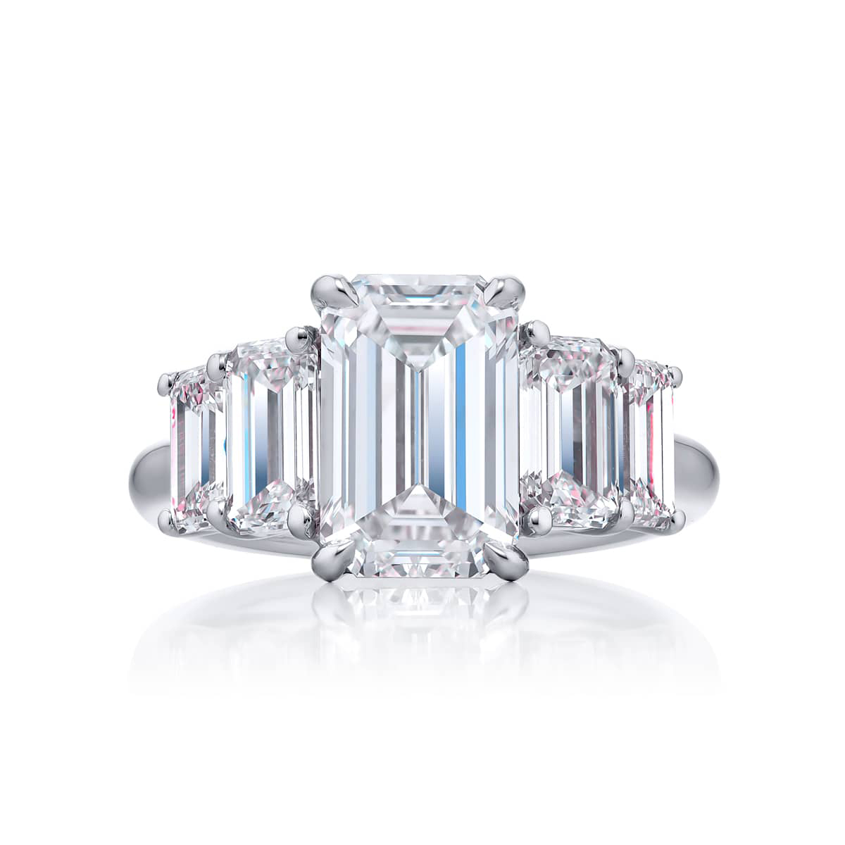 Platinum Emerald-Cut Diamond GIA Certified Engagement Ring