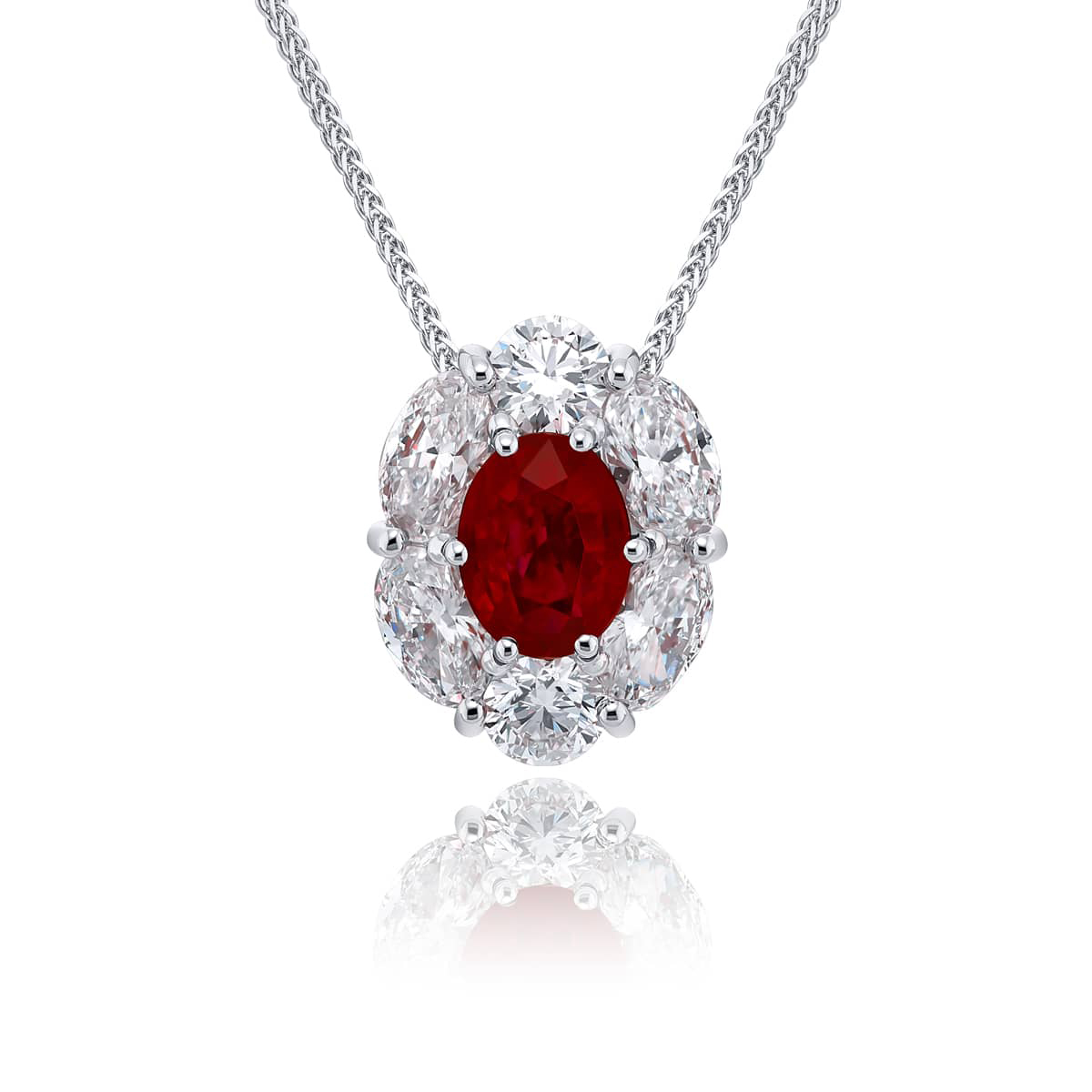 Platinum Oval Ruby Certified Pendant