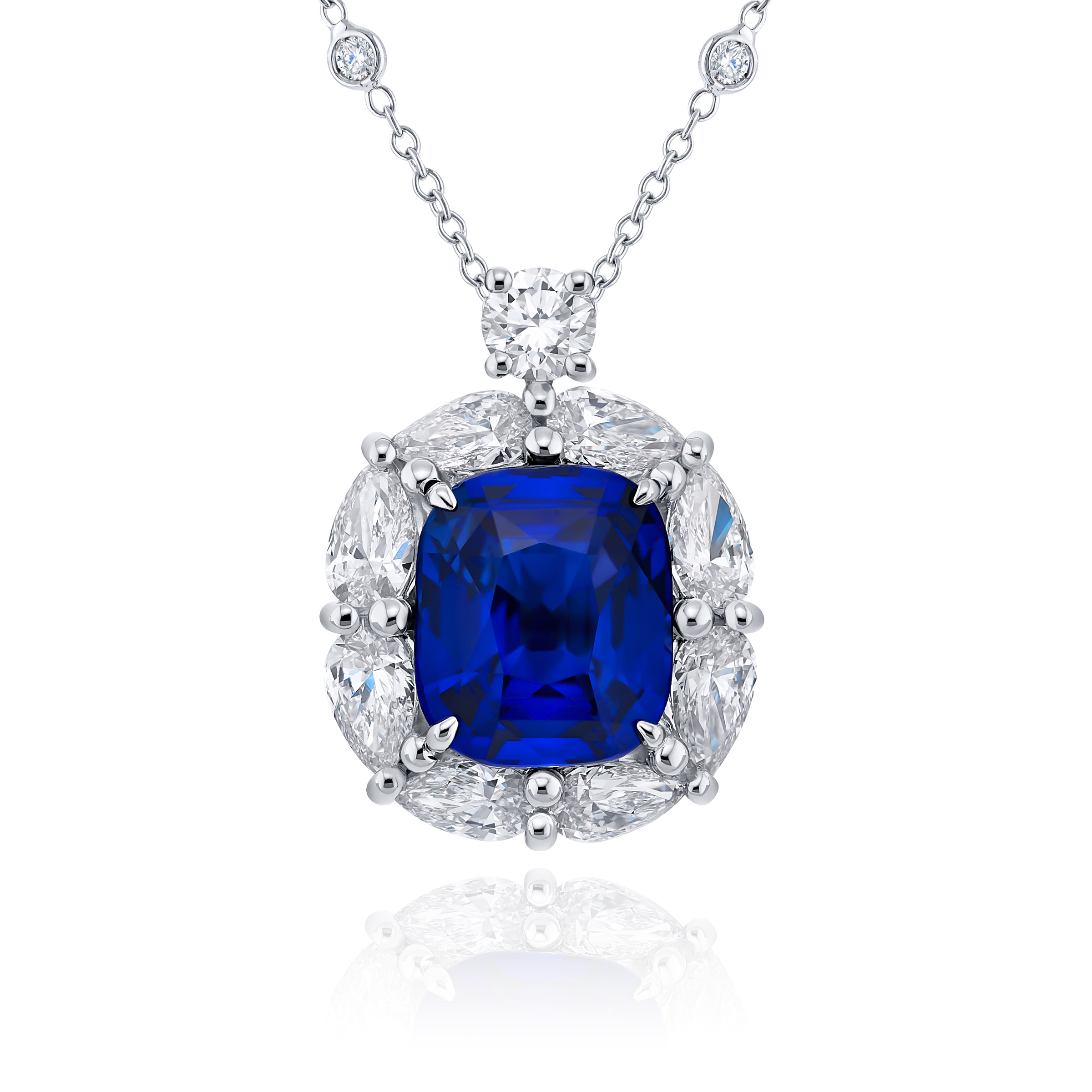 Platinum Cushion-Cut Sapphire Certified Pendant