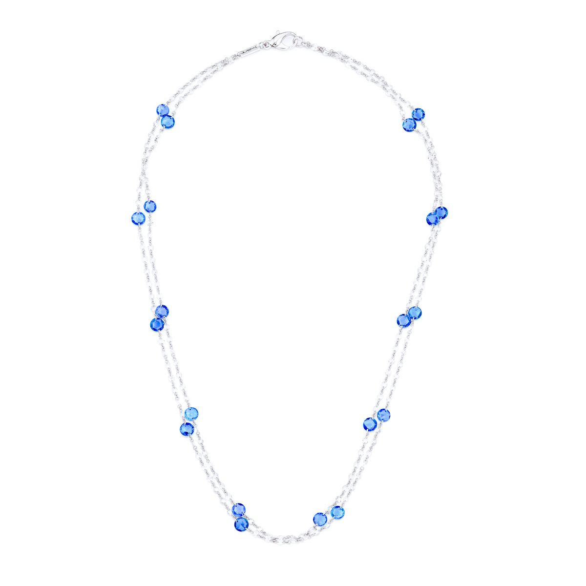 Platinum Round Sapphire and Rose-Cut Diamond Necklace