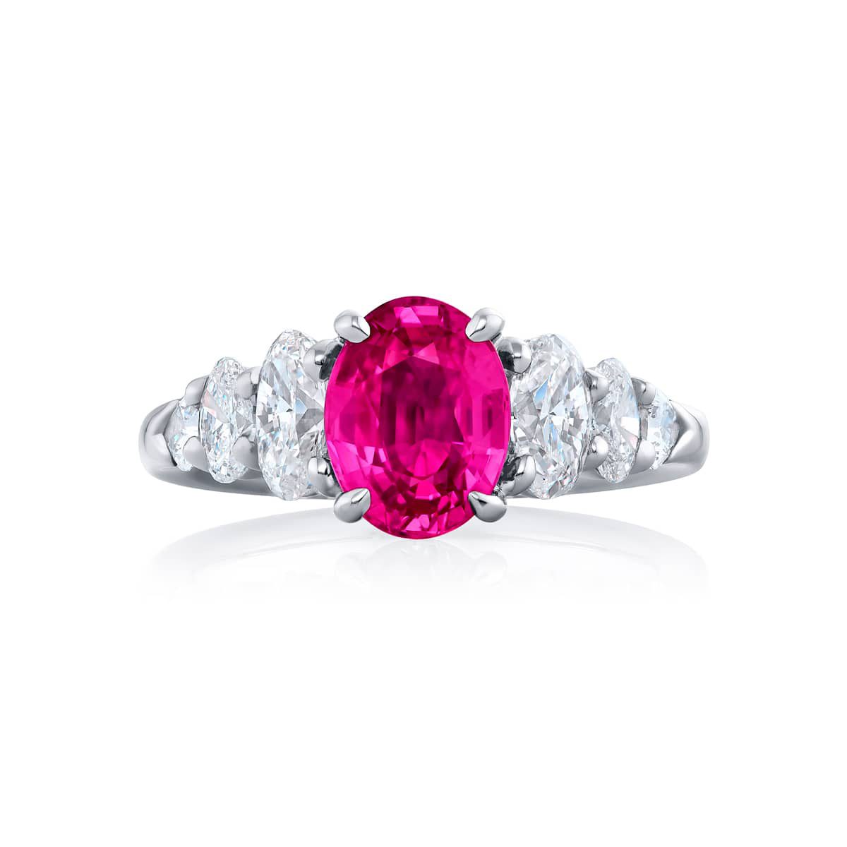 Platinum Oval No-Heat Pink Sapphire Certified Ring