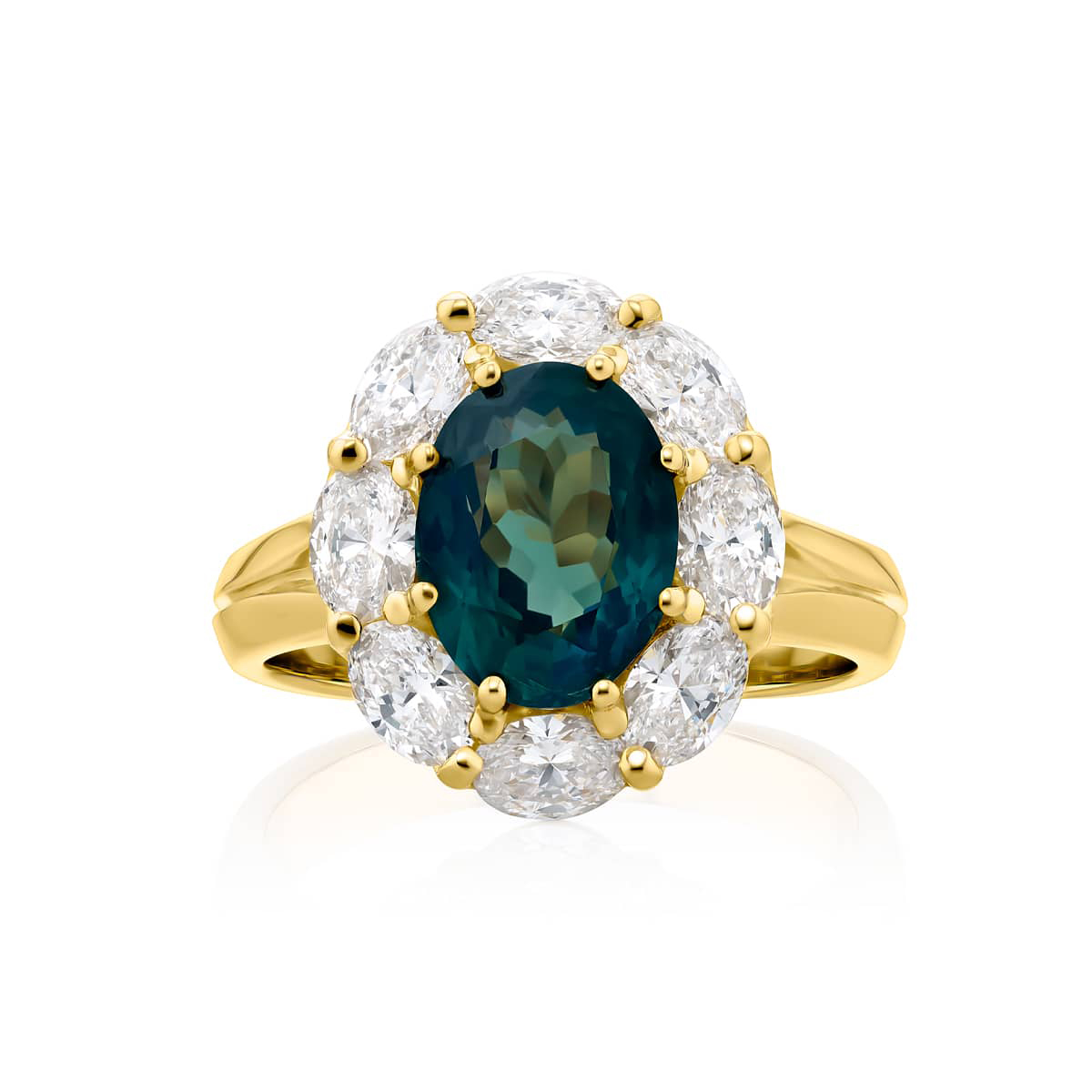18K Yellow Gold Oval Alexandrite Certified Ring