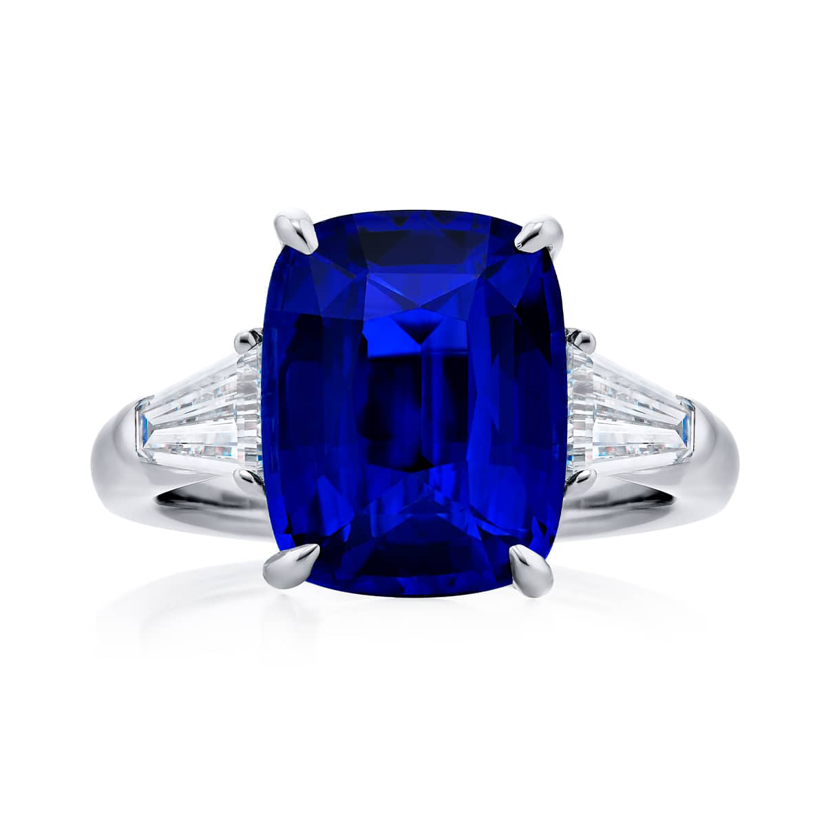 Platinum Cushion-Cut Sri Lankan Vivid Sapphire Certified Ring