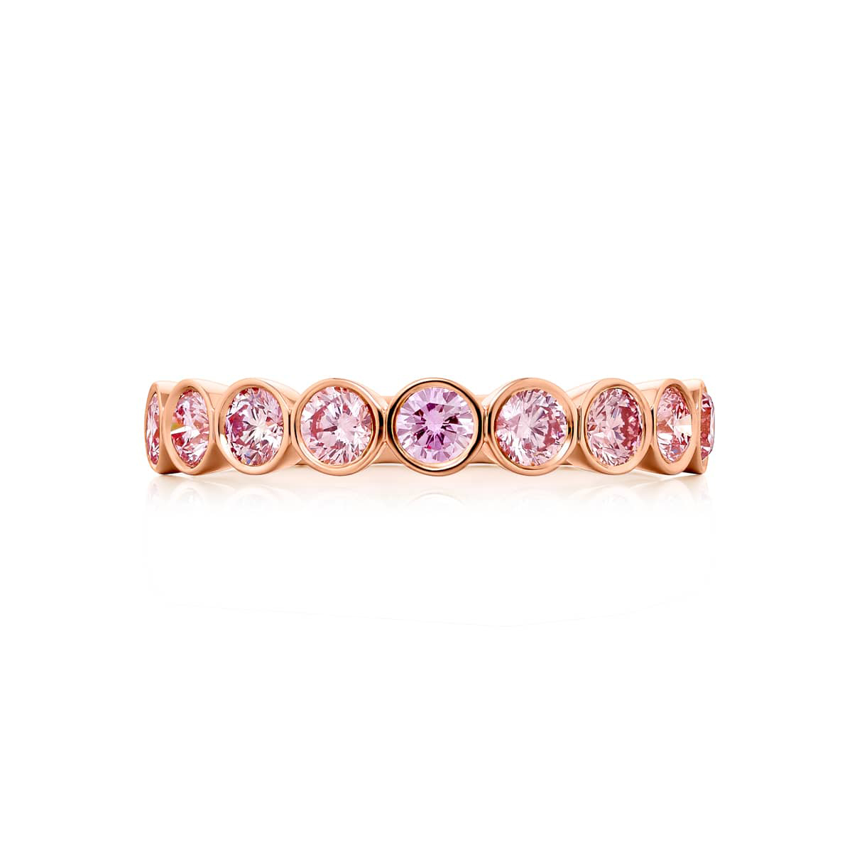 18K Pink Gold Round Diamond Single-Row Bezel Set East-West Band