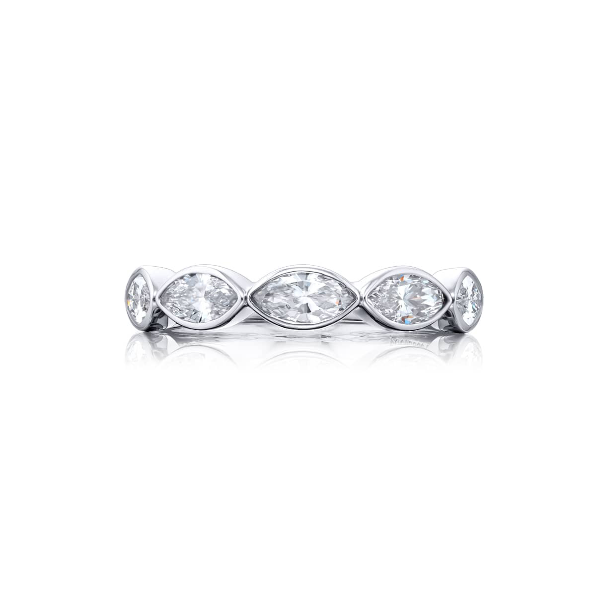 Platinum Marquise Diamond Single-Row Bezel Set East-West Band