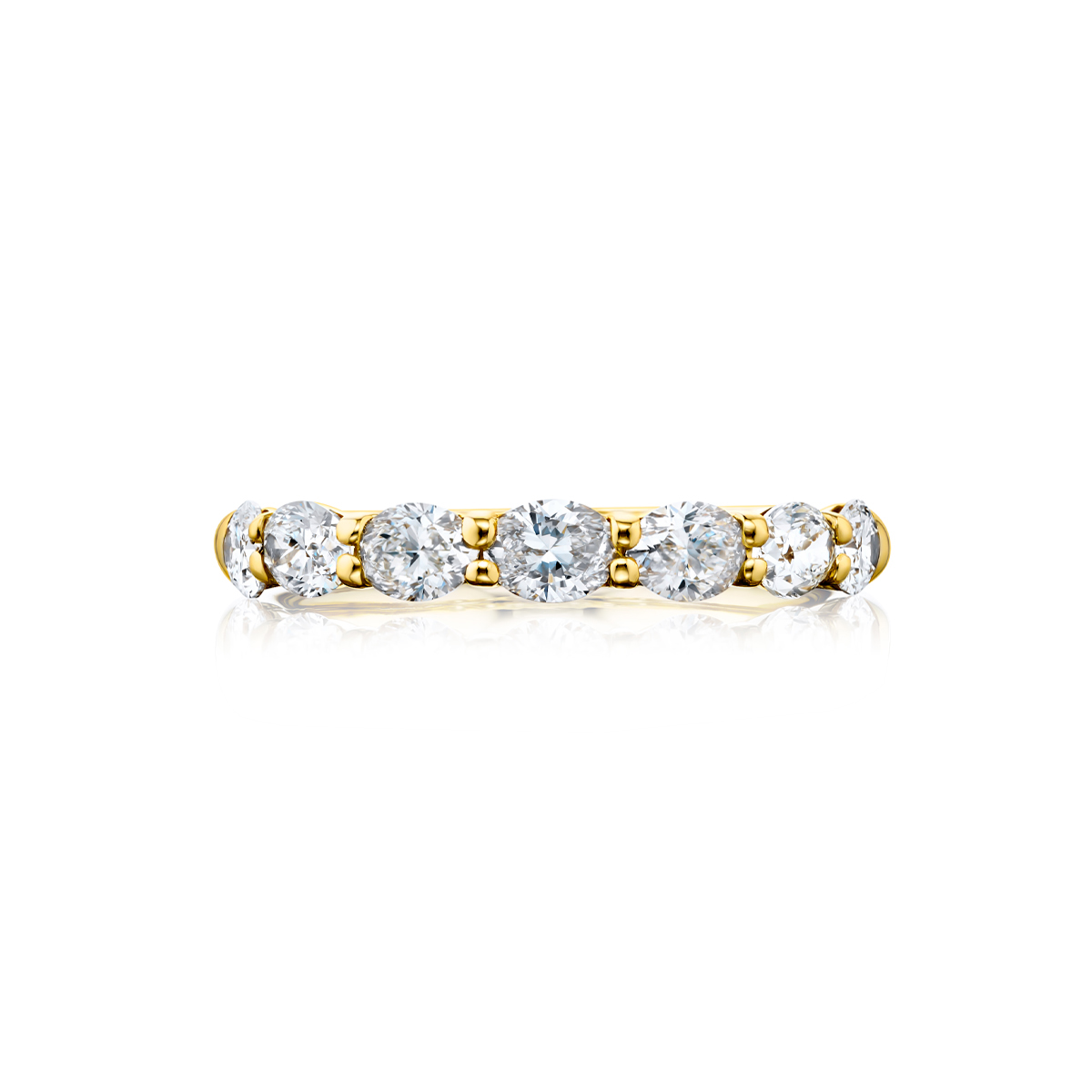 18K Yellow Gold Oval Diamond Single-Row East-West Band