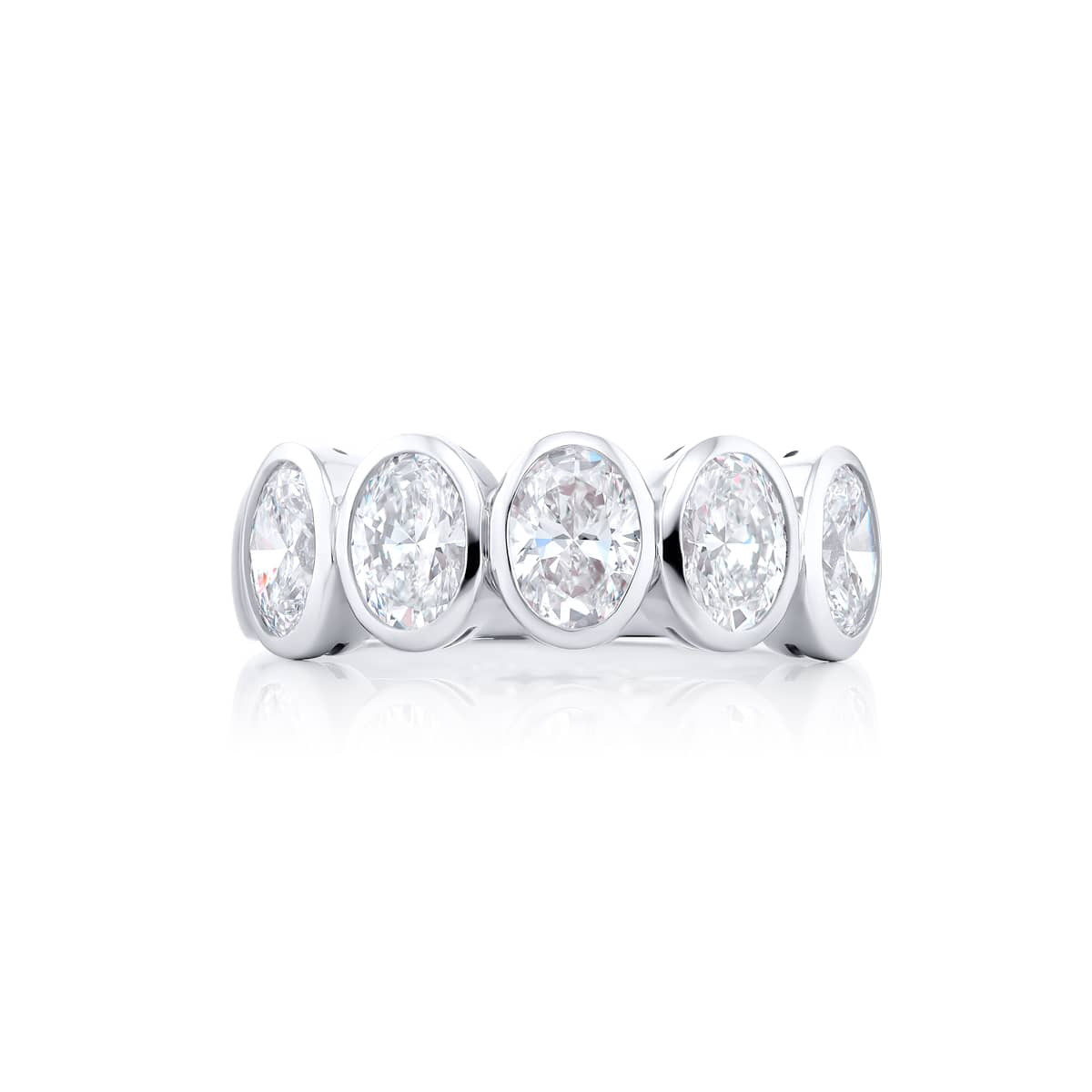 Platinum Oval Diamond Single-Row Bezel Set GIA Certified Band