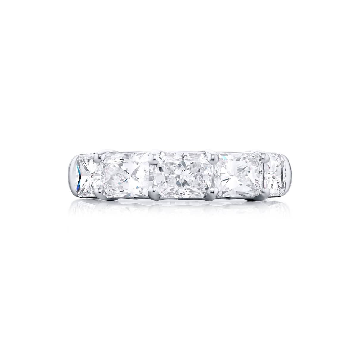 Platinum Radiant-Cut Diamond East-West Band