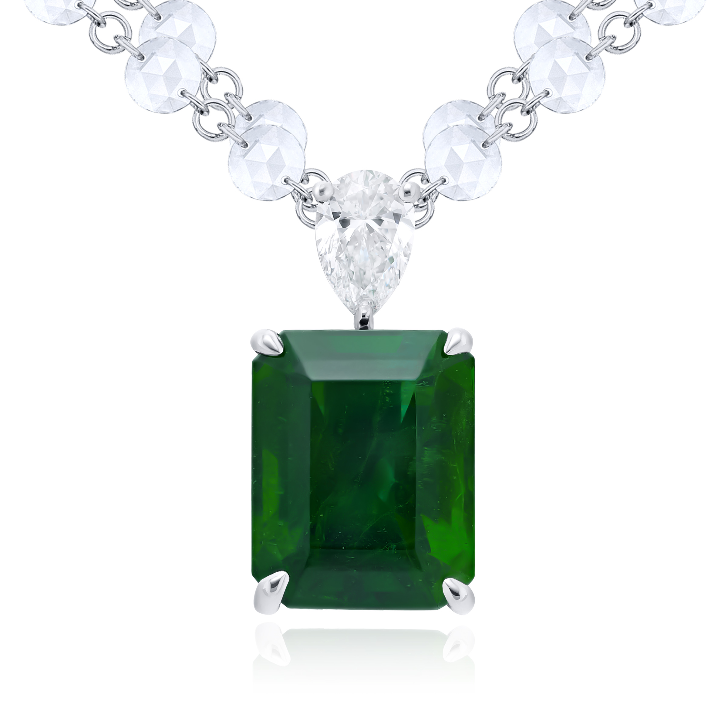 Platinum Emerald-Cut Vivid Emerald Certified Pendant
