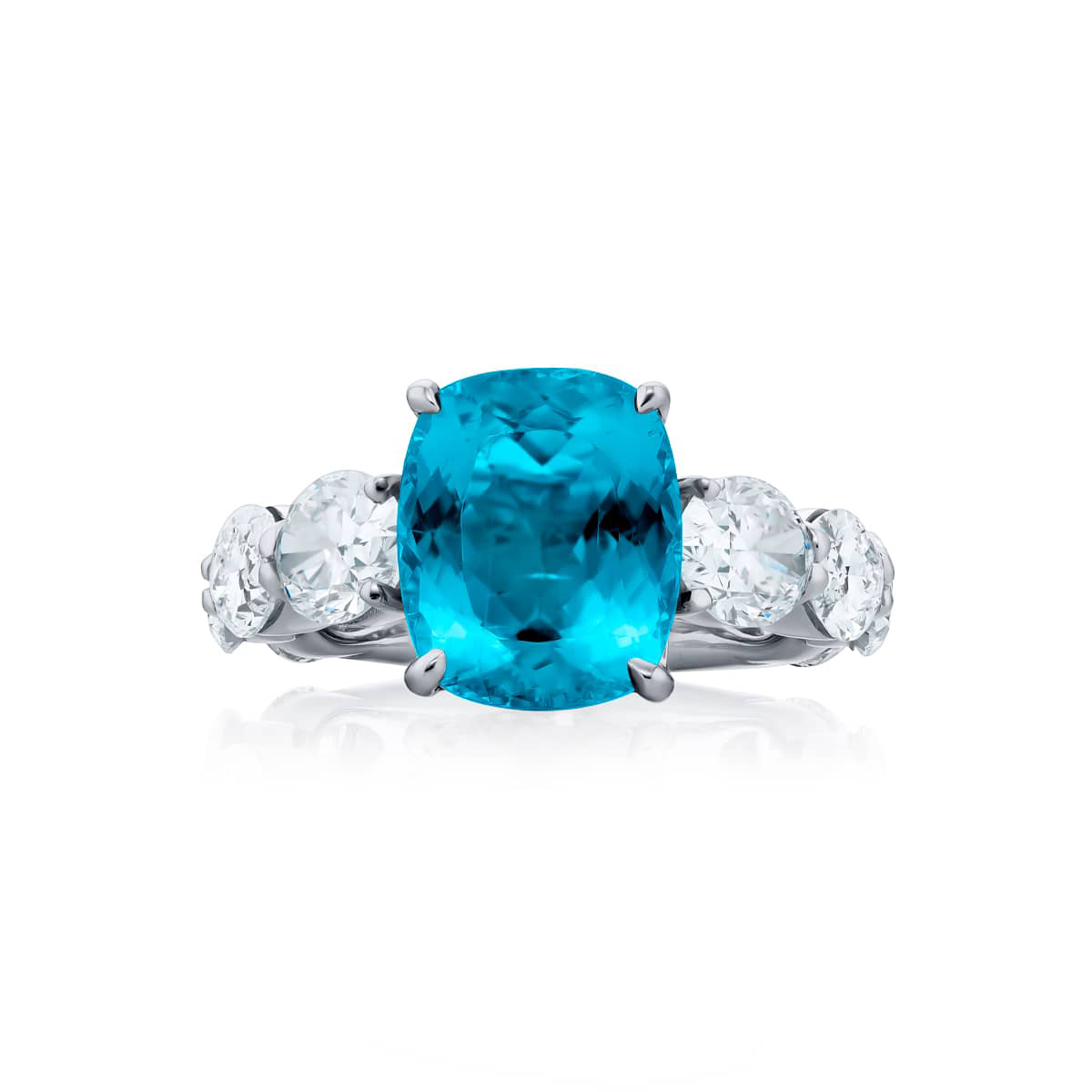 Platinum Cushion-Cut Paraiba Certified Ring