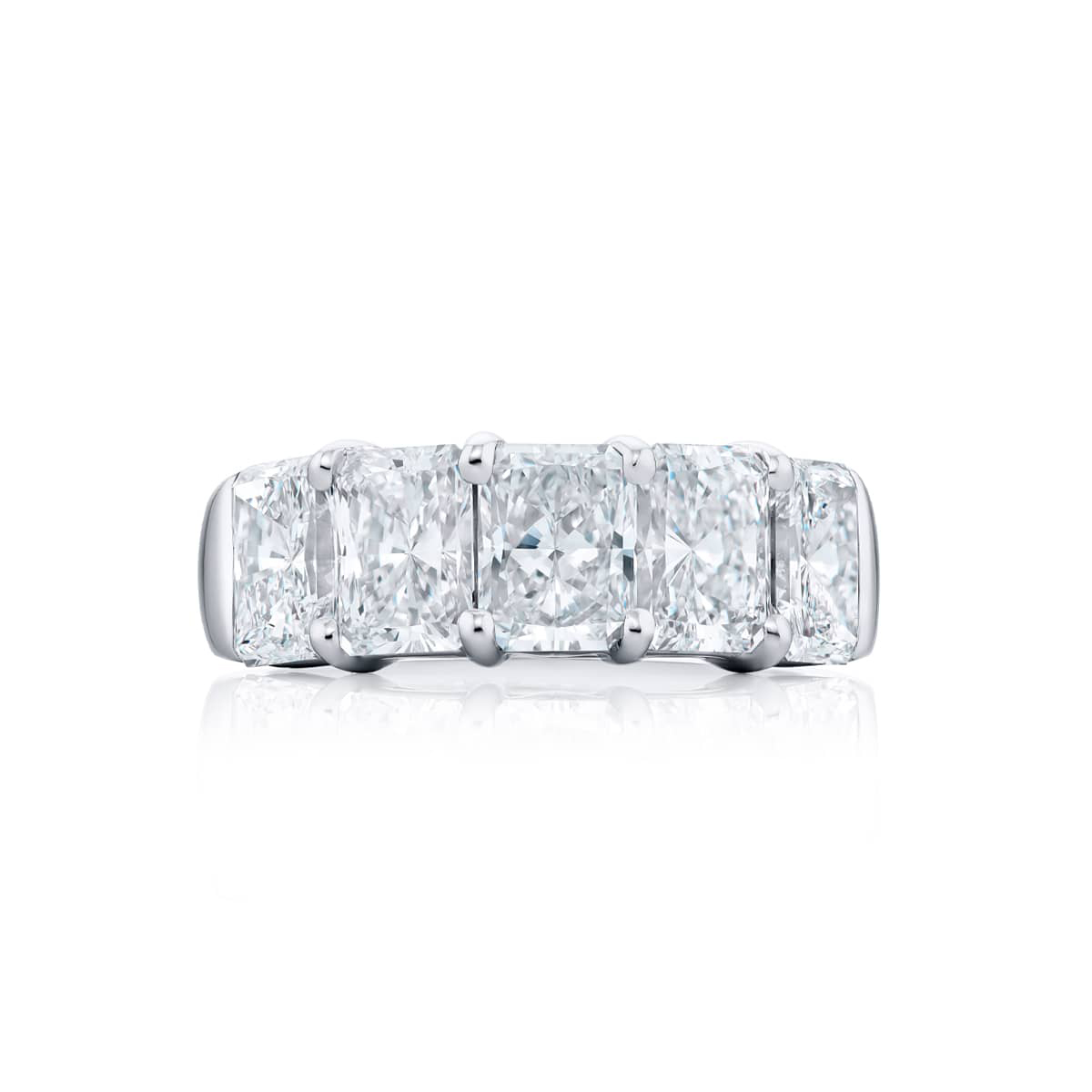 Platinum Radiant-Cut Diamond Single-Row GIA Certified Band